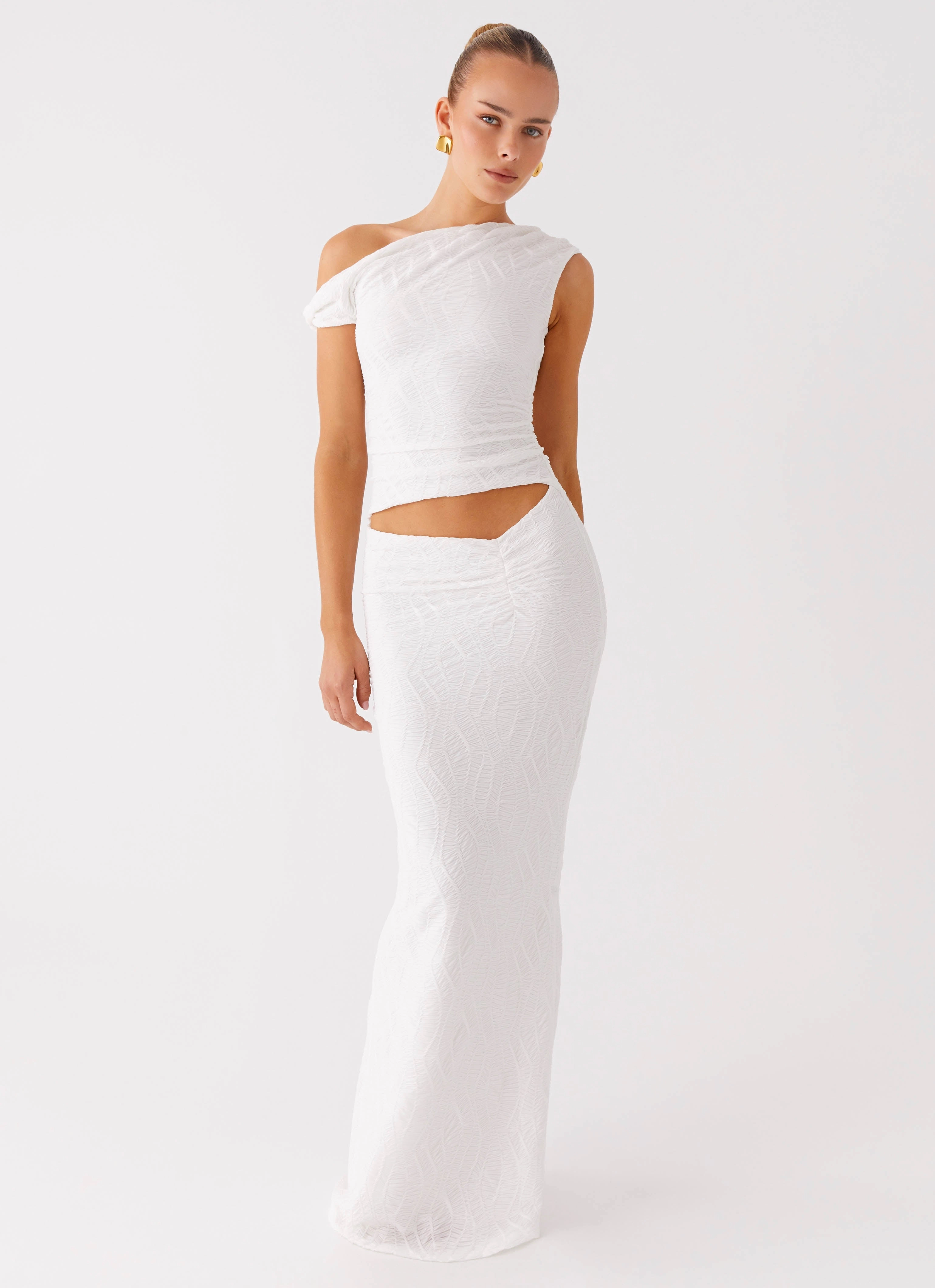 Smart and Stylish Stylish Design Galantis One Shoulder Maxi Dress - White
