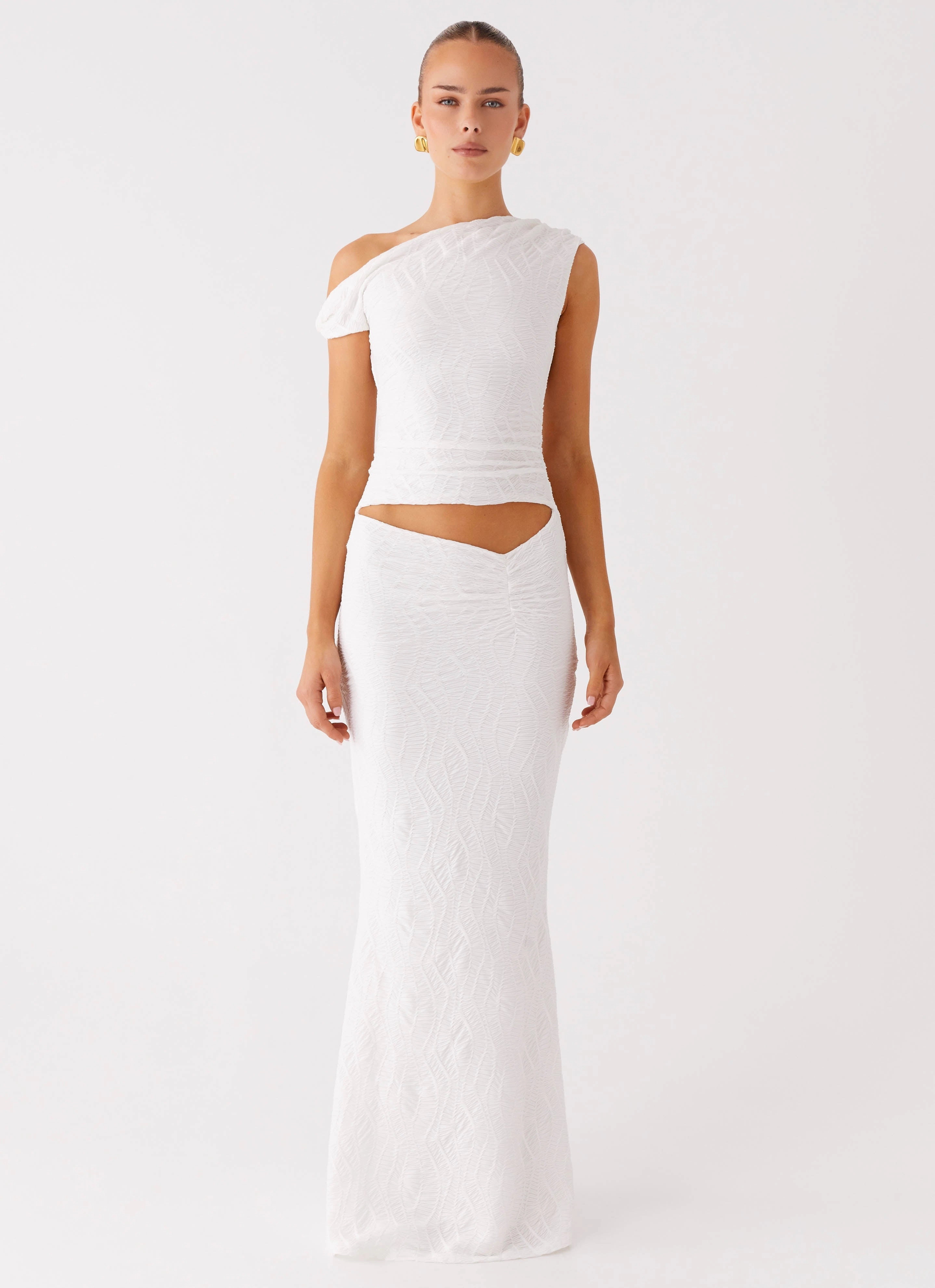 Shine Dressy NonSlipClosure Galantis One Shoulder Maxi Dress - White