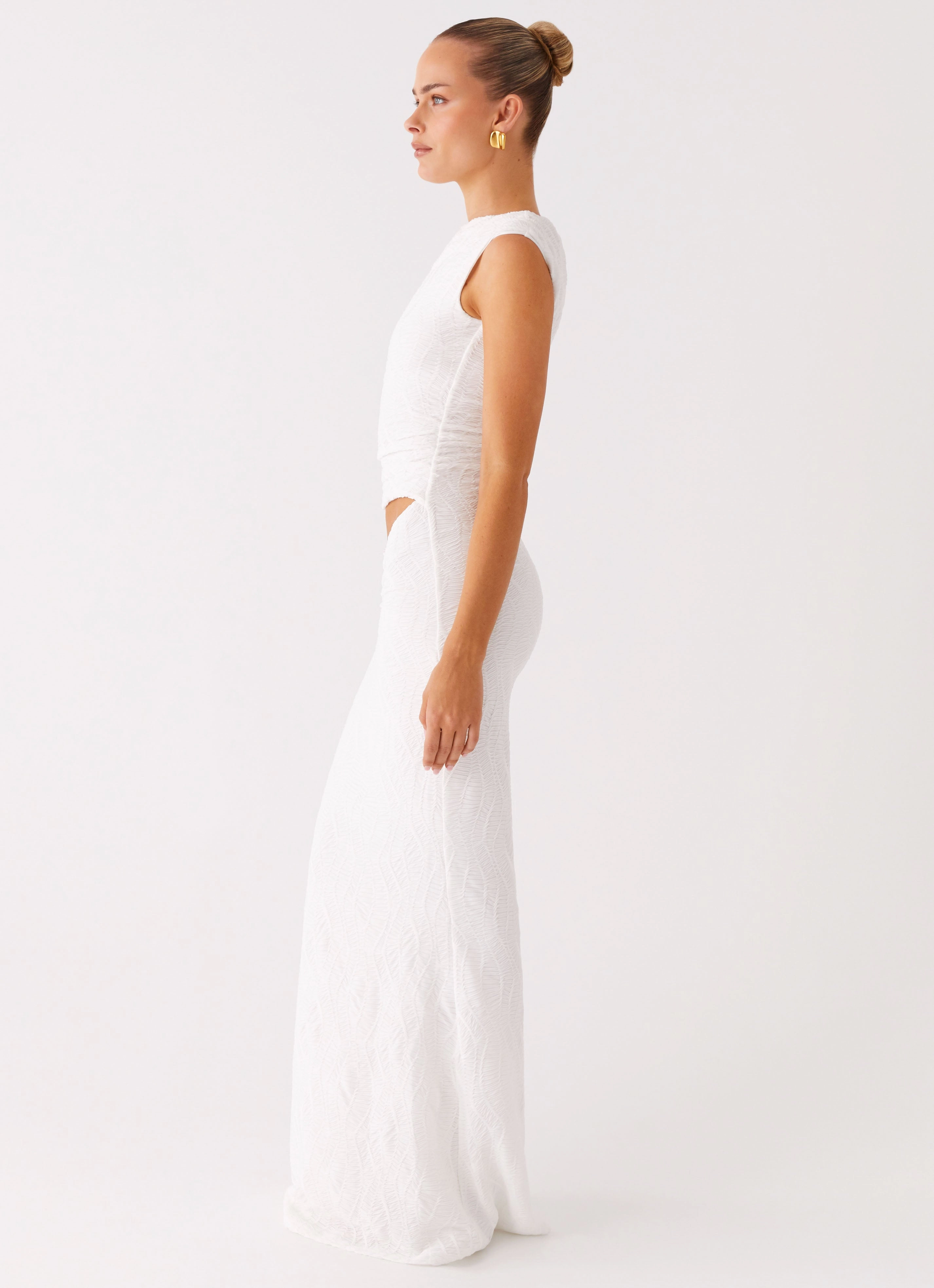 Simple Flow Urban Ready Galantis One Shoulder Maxi Dress - White