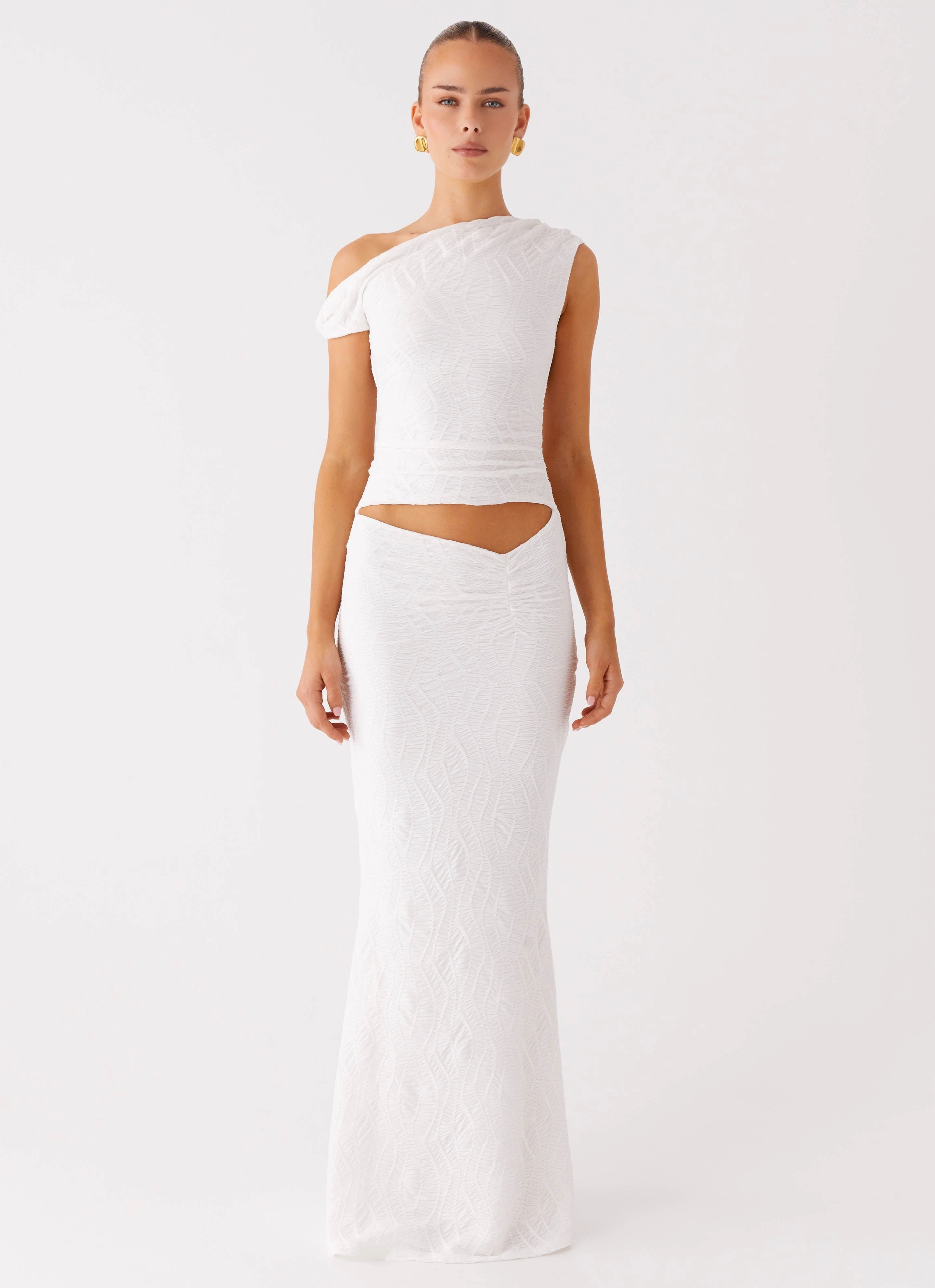 Galantis One Shoulder Maxi Dress - White Joyful Look