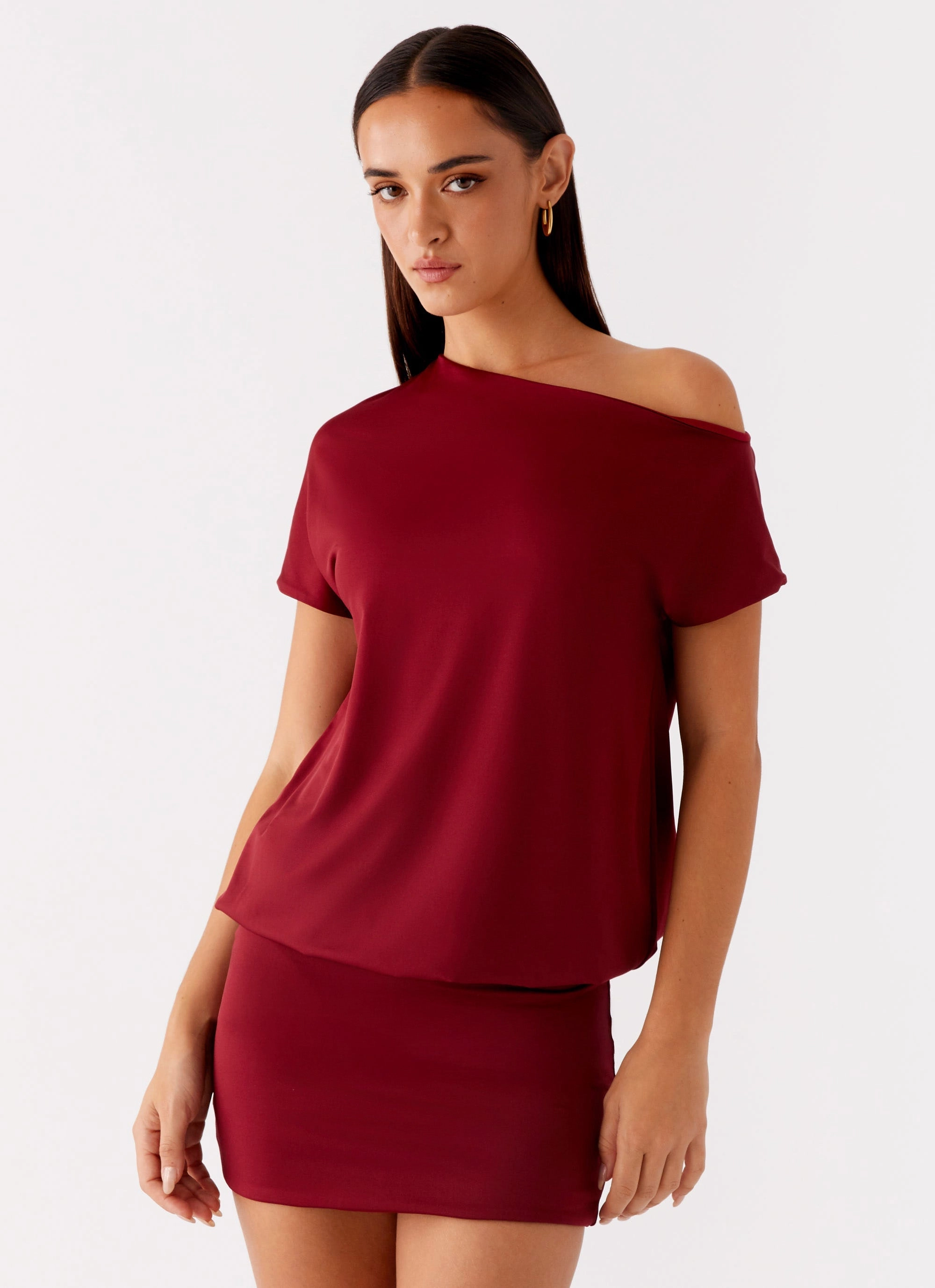 Paulie Mini Dress - Maroon Vintage Vibe