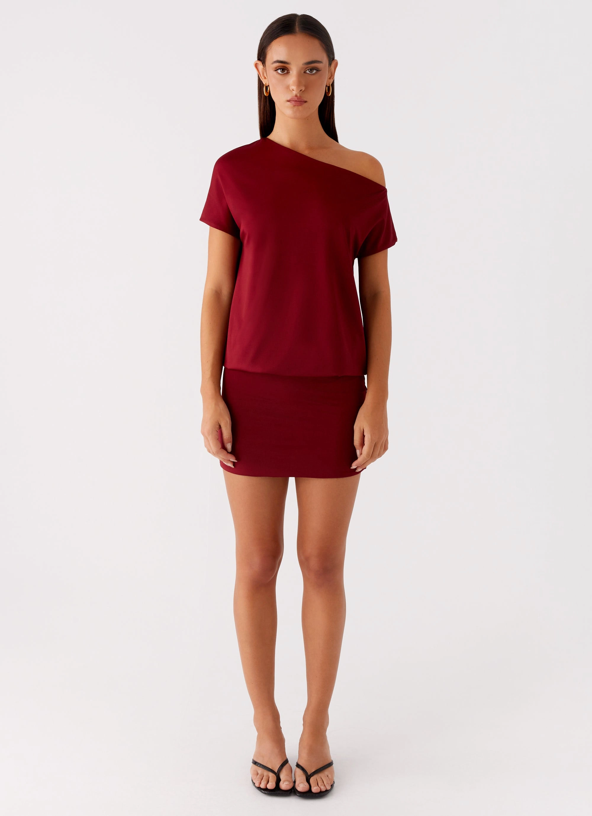 Paulie Mini Dress - Maroon Travel Vibe