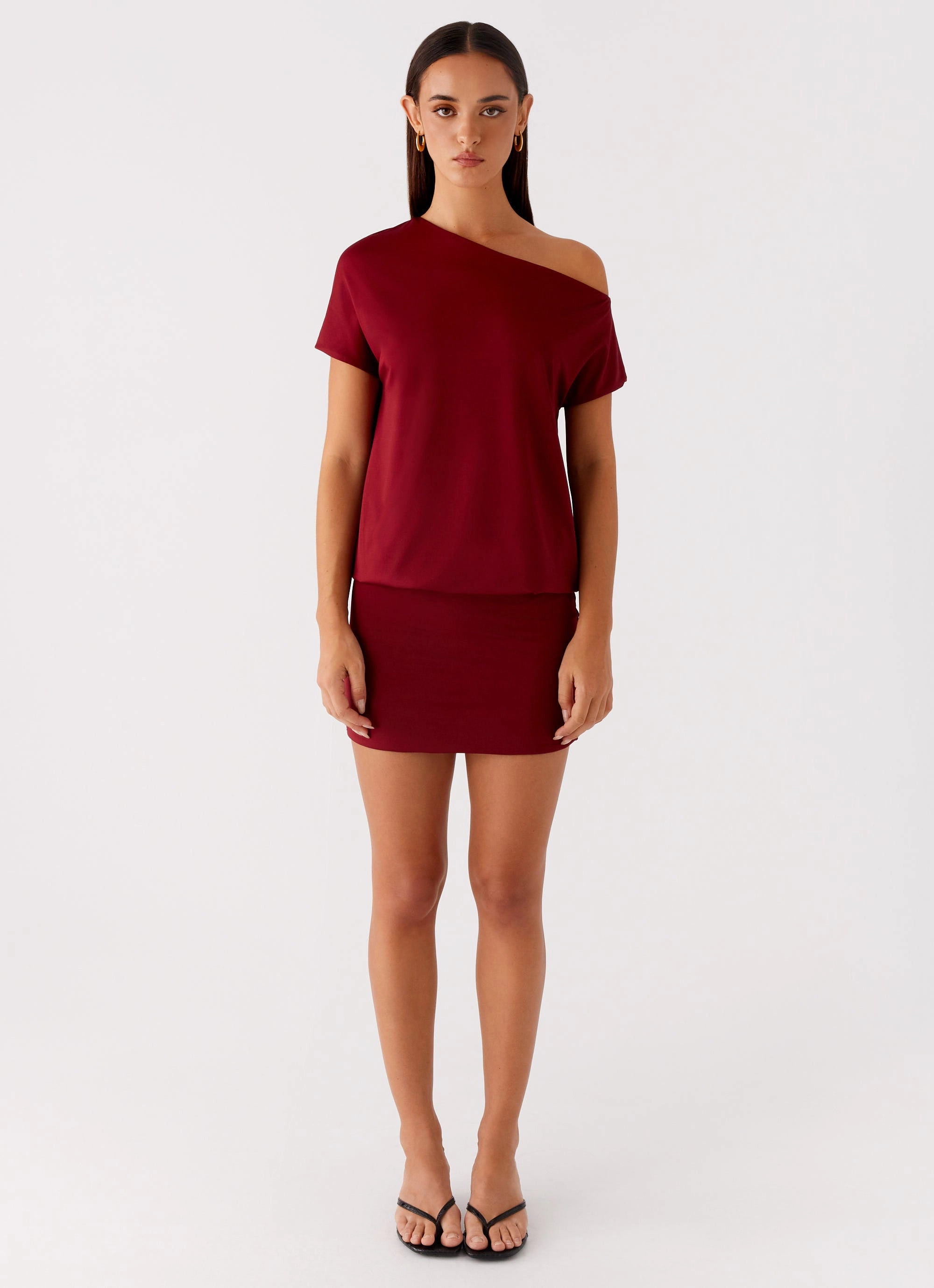 vacation look Sunset Glow Paulie Mini Dress - Maroon