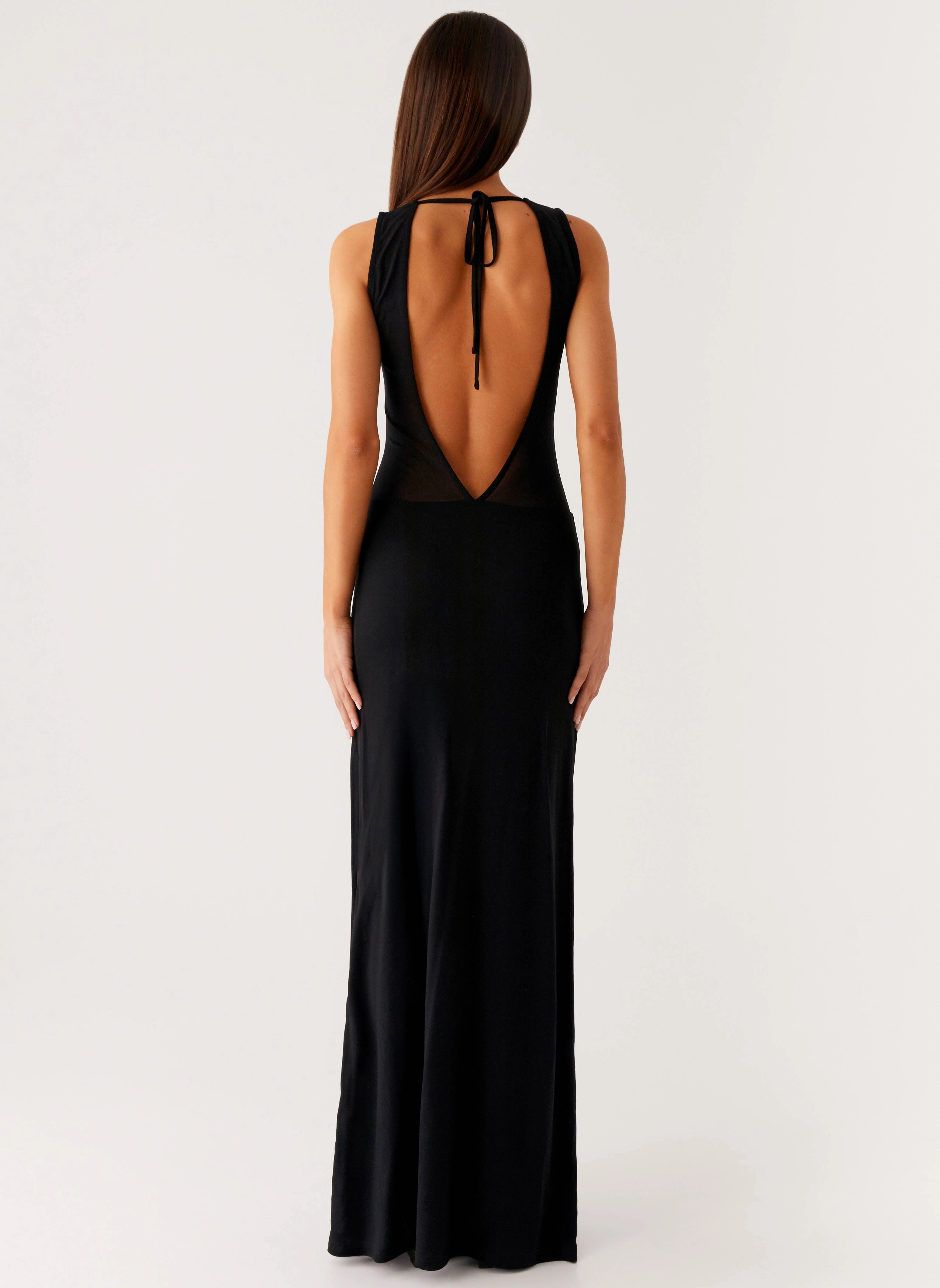 French Vibe Ombre-Effect lyria Mesh Maxi Dress - Black