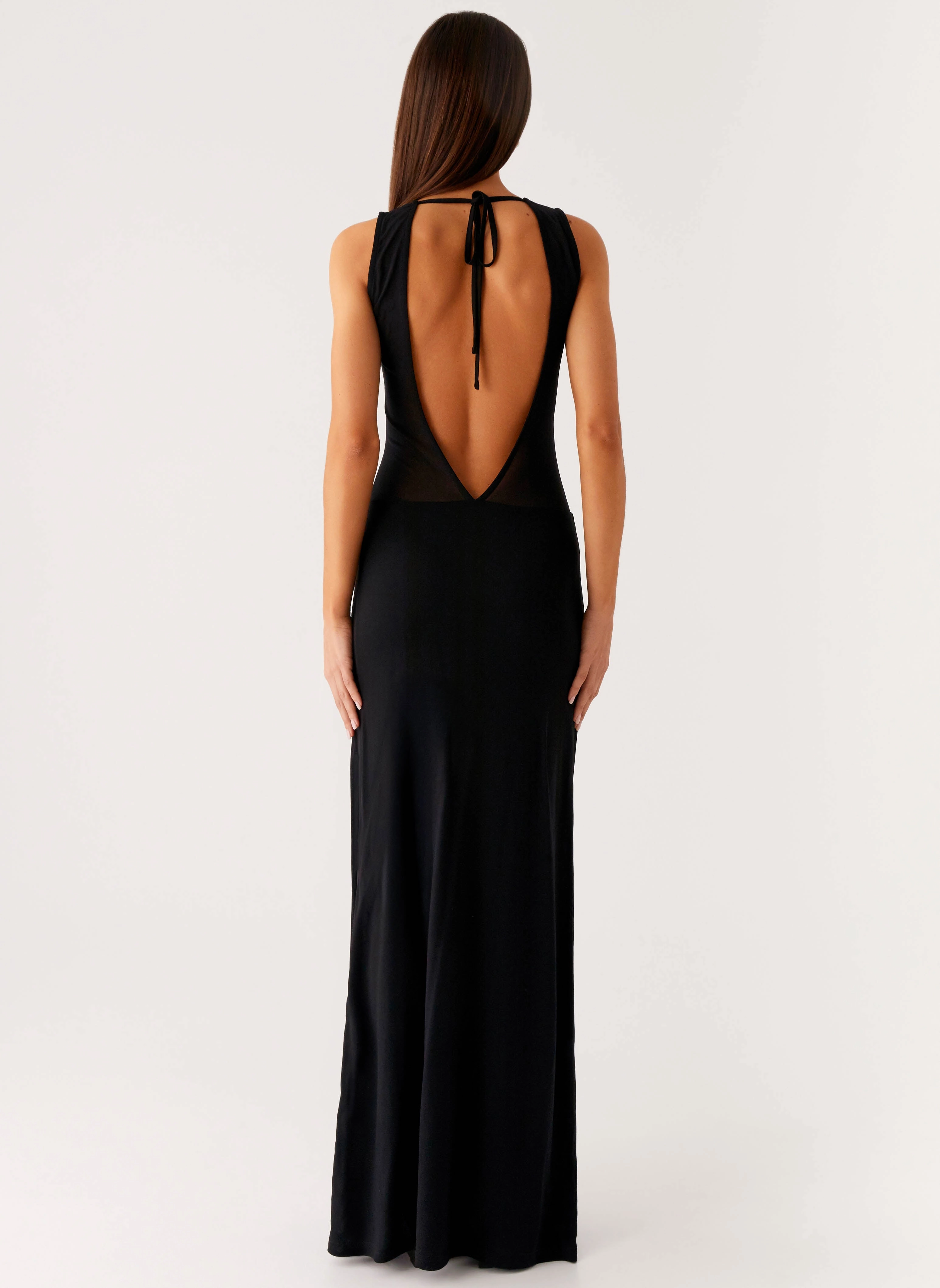Relaxed Design Live Soft lyria Mesh Maxi Dress - Black