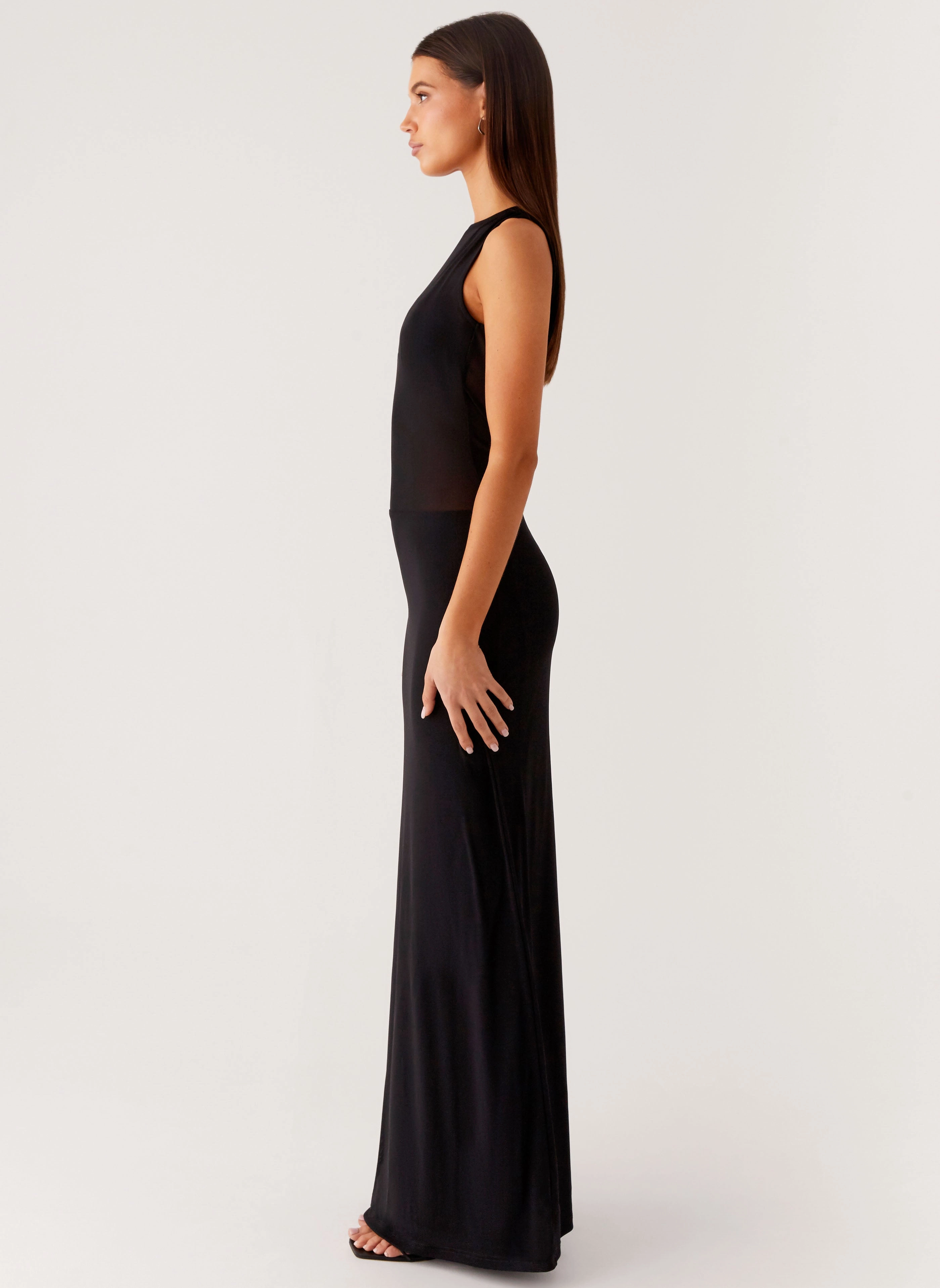 Light Aesthetic lyria Mesh Maxi Dress - Black