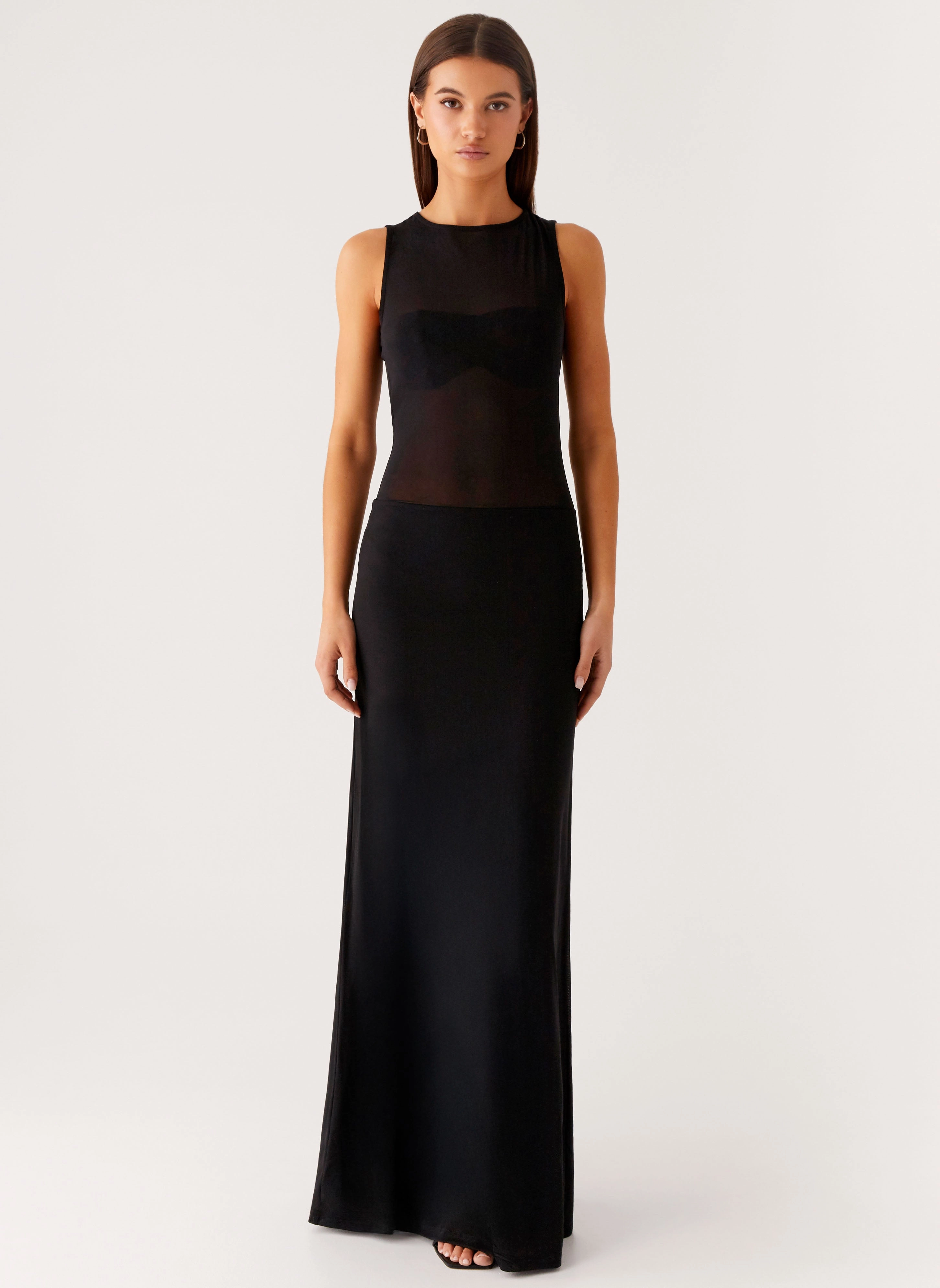 Fresh Fit Polished Appearance lyria Mesh Maxi Dress - Black