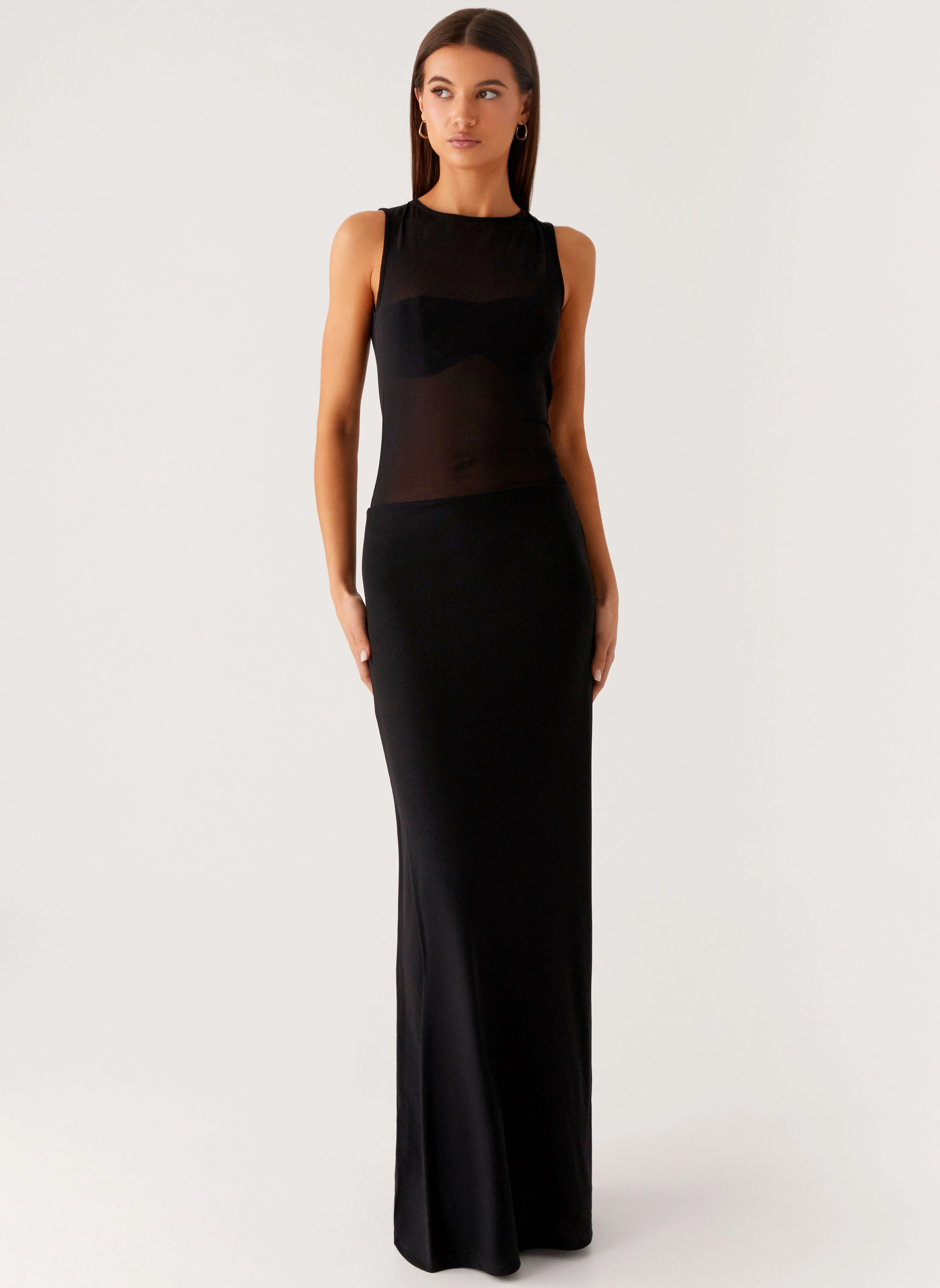 lyria Mesh Maxi Dress - Black Family Joy Chilly Day Wear