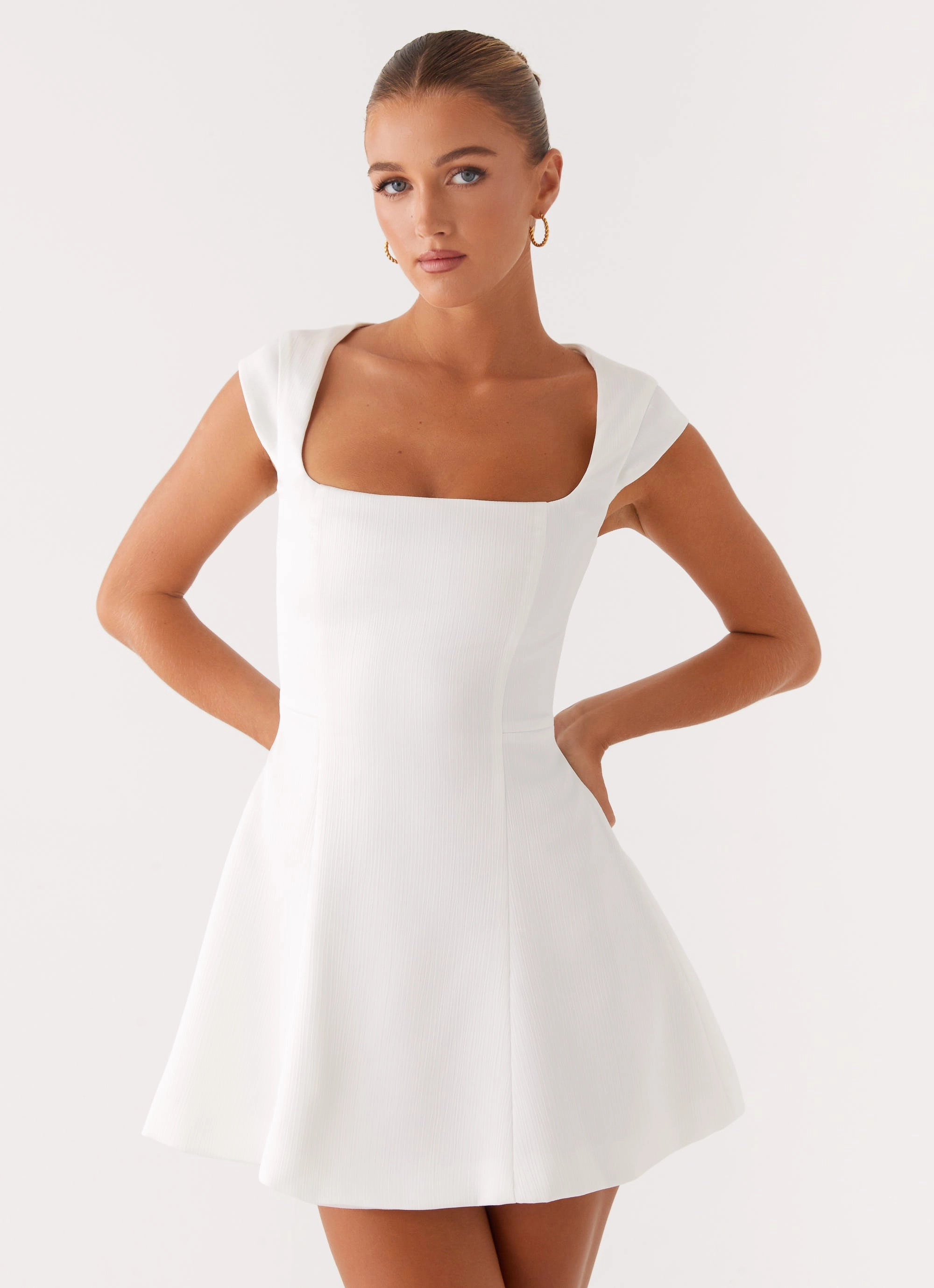 Maternity-Fit Trendy Appeal Maryjane Mini Dress - White