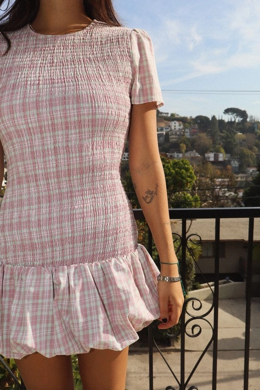 Smocked Plaid Mini Dress Inclusive Fit QuickReleaseClasp