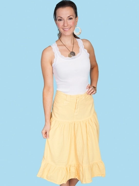 Scully Womens Yellow 100% Cotton 3 Tier Skirt Multi Purpose Fabric