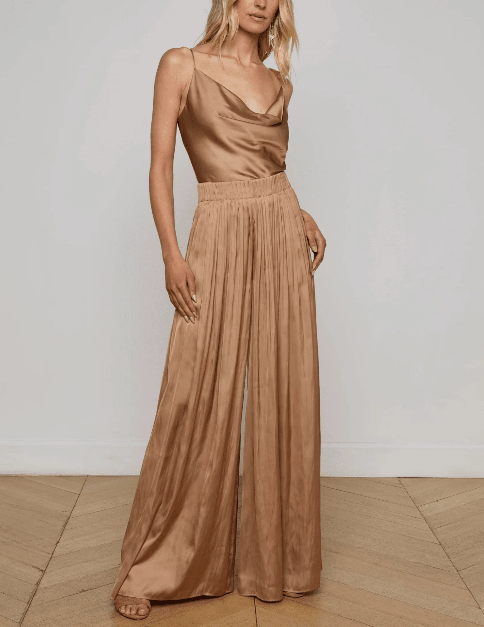 Tailored Silhouette L'AGENCE Haylo Wide Leg Satin Pant