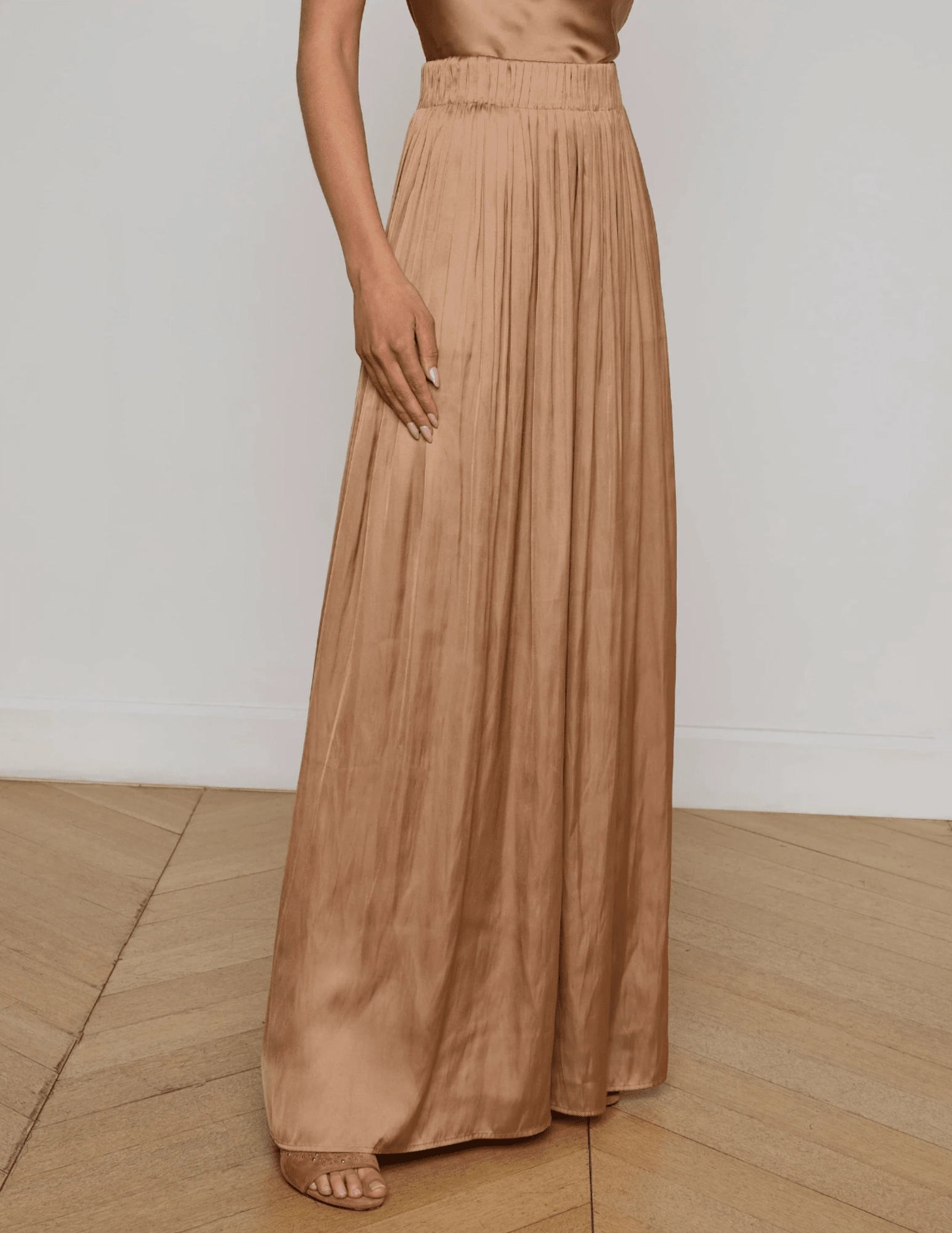 L'AGENCE Haylo Wide Leg Satin Pant Durable Comfort Perfect Pair