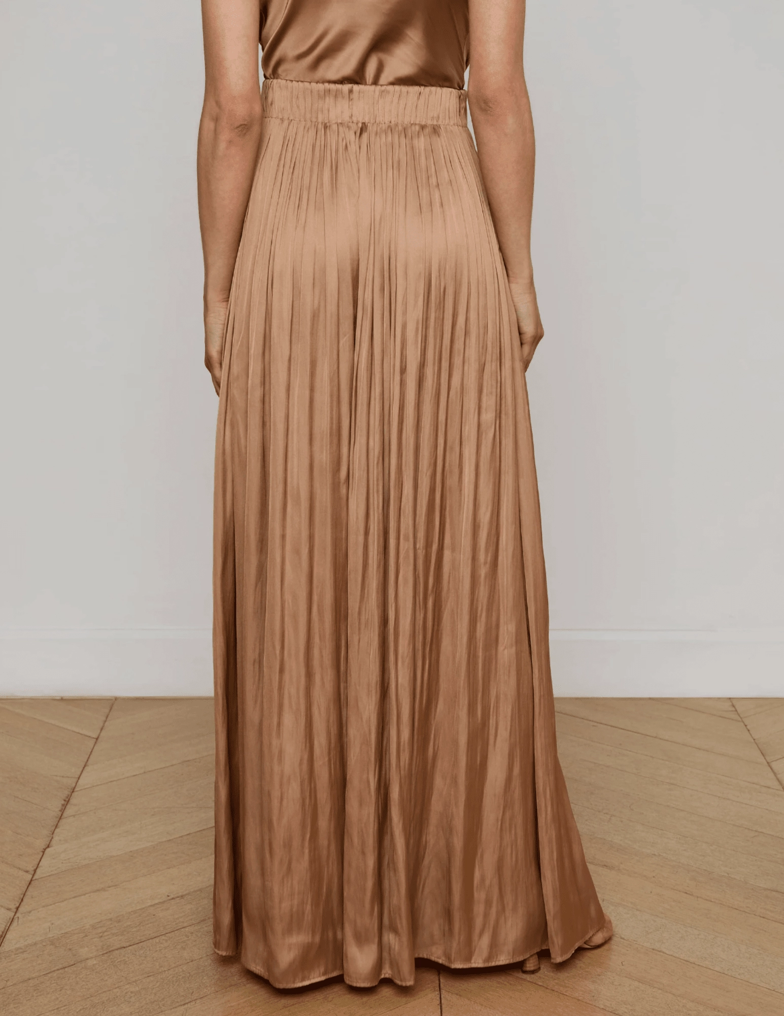 L'AGENCE Haylo Wide Leg Satin Pant Cuffed hem