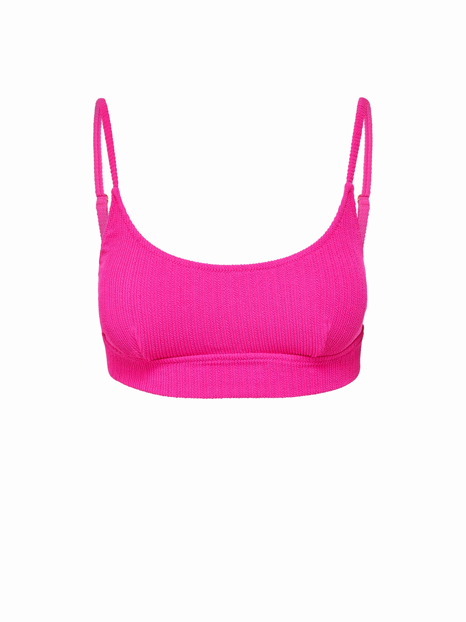 Erika Top Shocking Pink Textured Stripe Front-Knot Bandeau-Style
