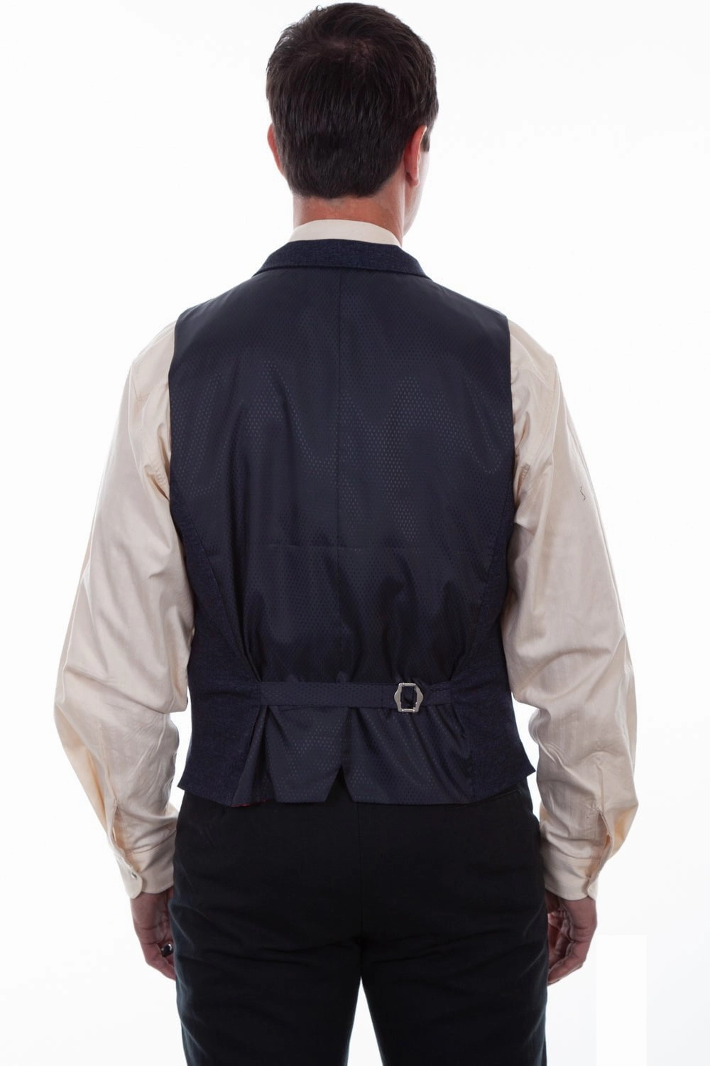 Scully Mens Blue Cotton Blend Piping Pt Vest Formal Use Waterproof Zipper Closure