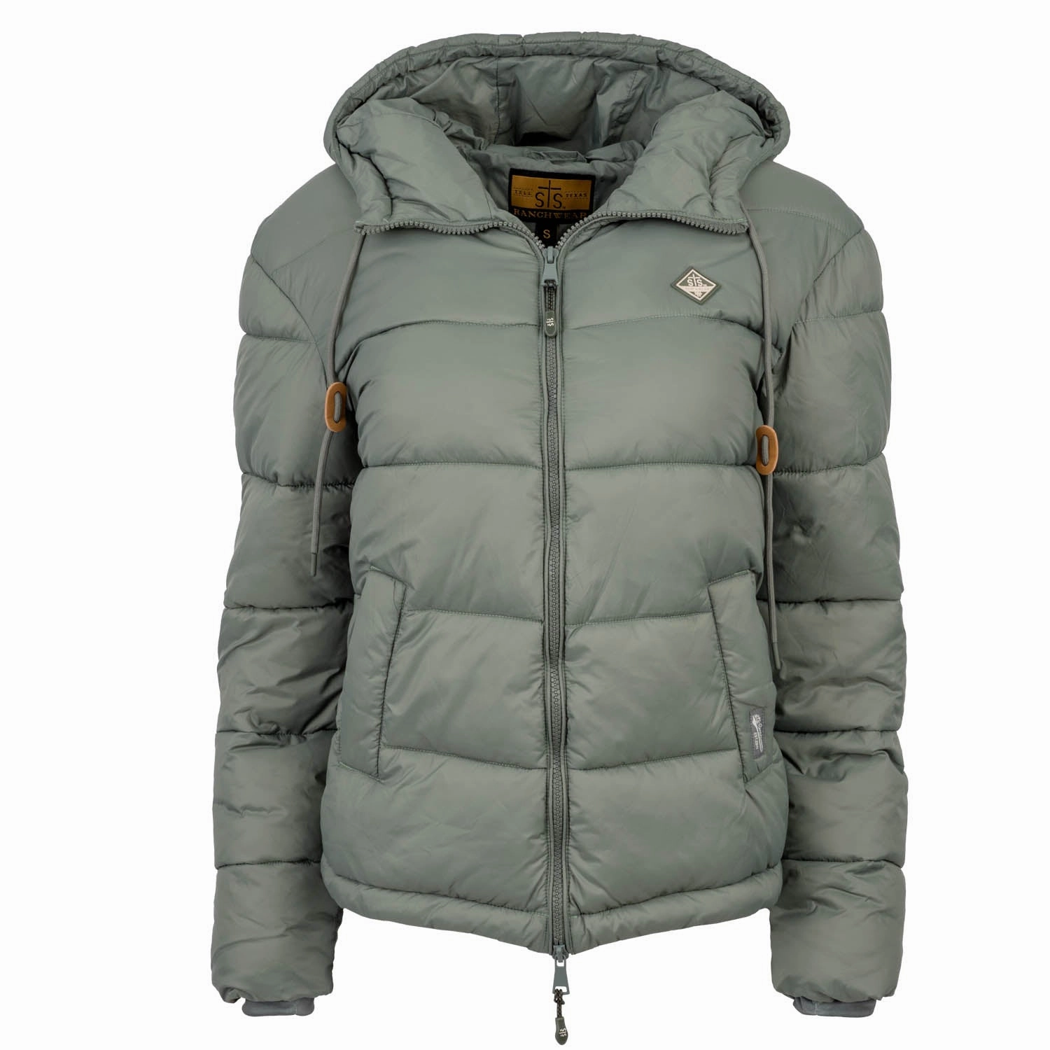 STS Ranchwear Womens Sage Sage 100% Nylon Insulated Jacket High Tensile Reinforcement Asymmetric Hemline