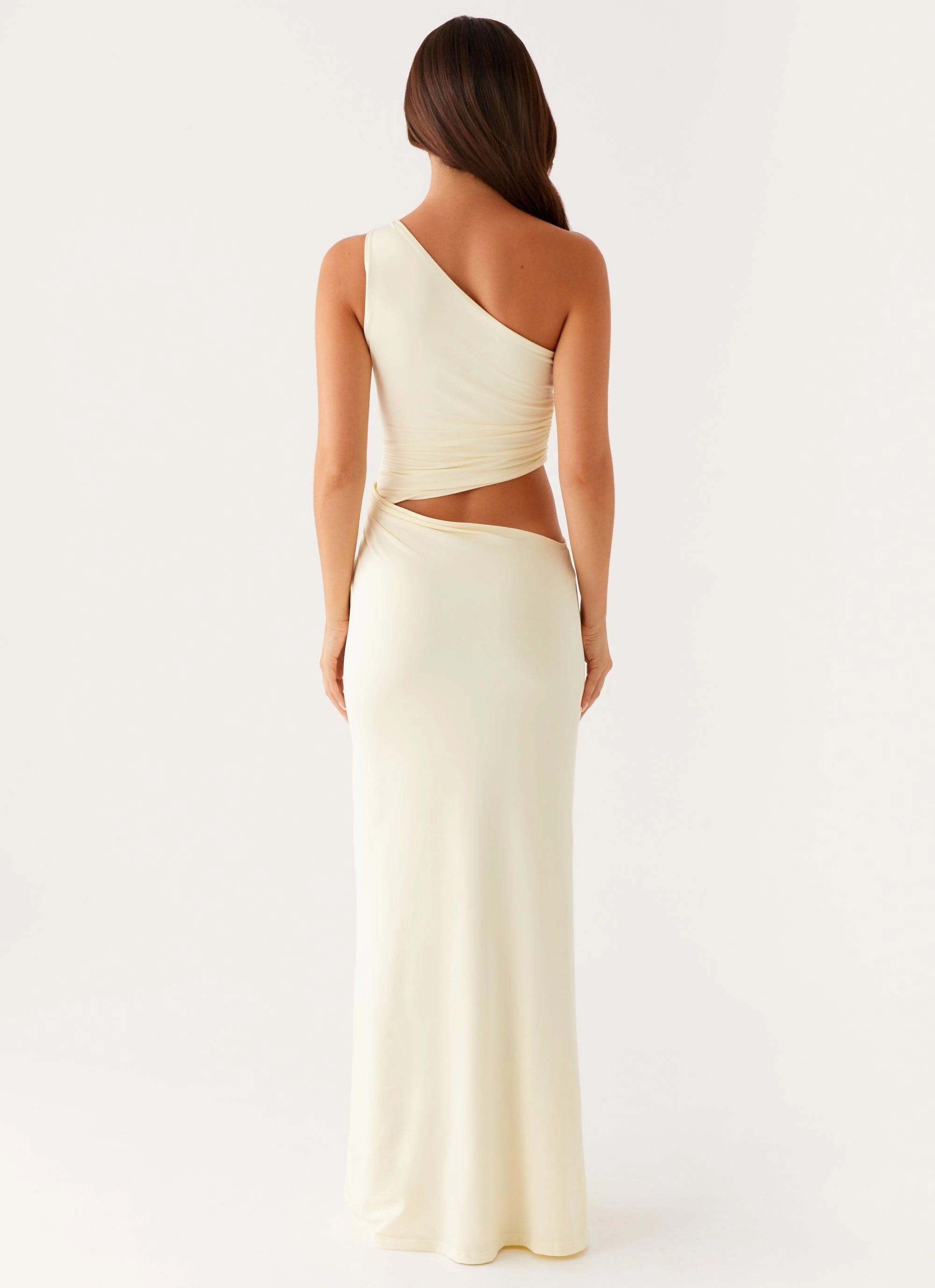 Peta Maxi Dress - Yellow Textured Surface Retro Mood
