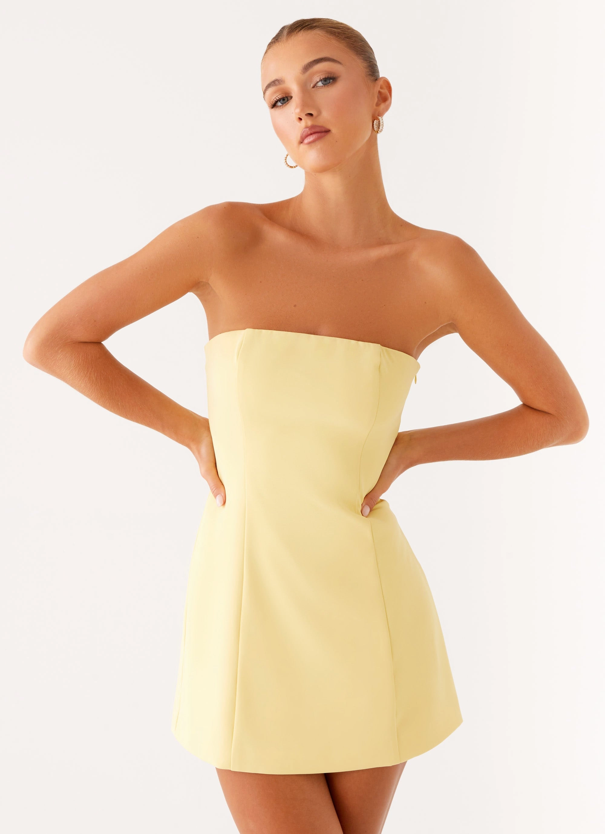 Night Out Honey Bow Mini Dress - Yellow