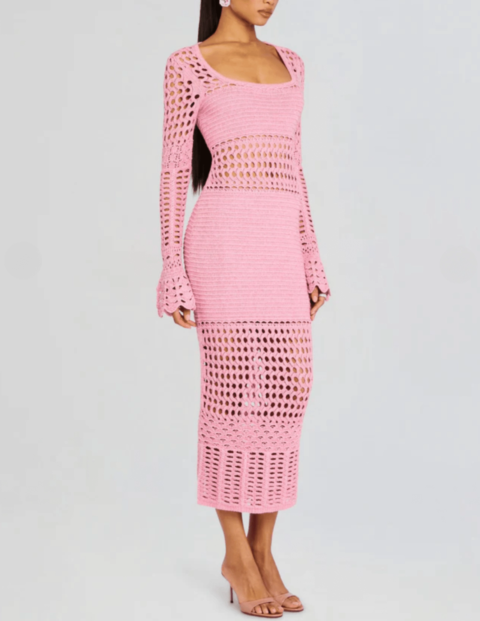 Retrof??te Airie Knit Crochet Midi Dress Effortless Comfort