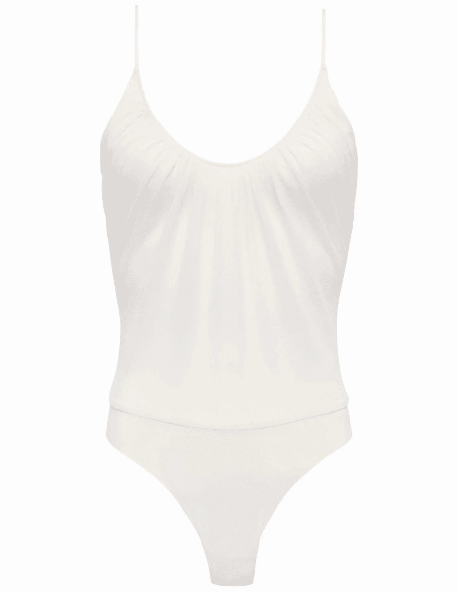 L'AGENCE Gelina Ruched Scoop-Neck Bodysuit in Vintage White. Multipurpose Design Quick drying material