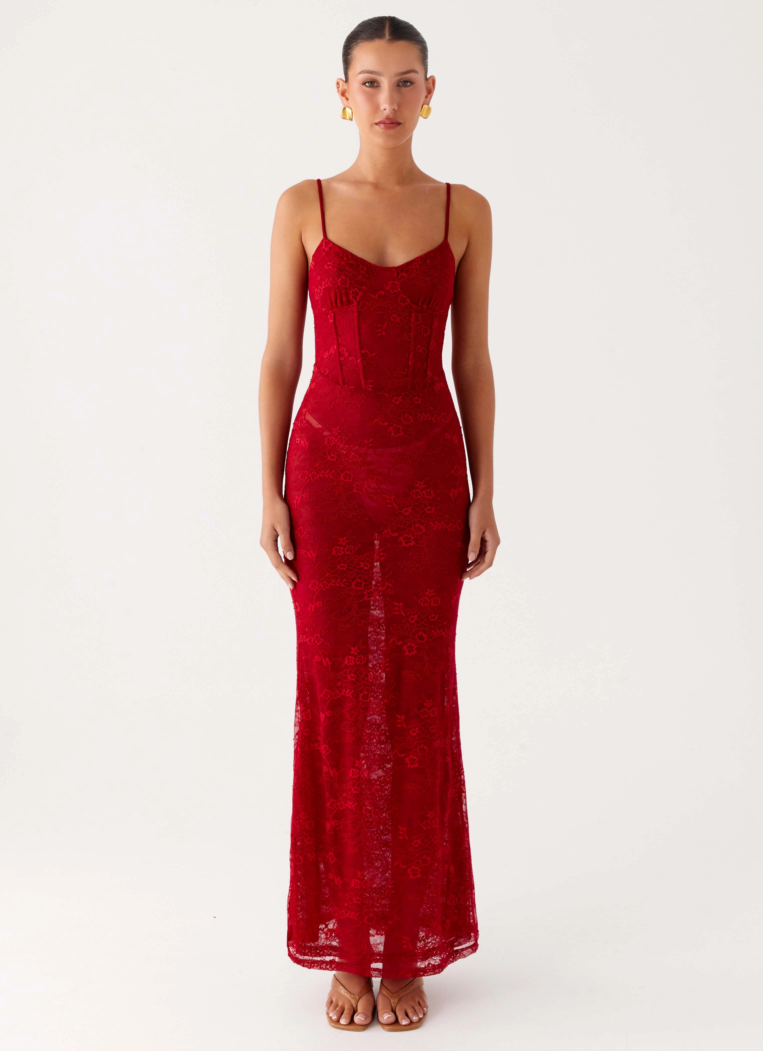 Rosa Corset Maxi Dress - Red Modern Finish NonSlipClosure