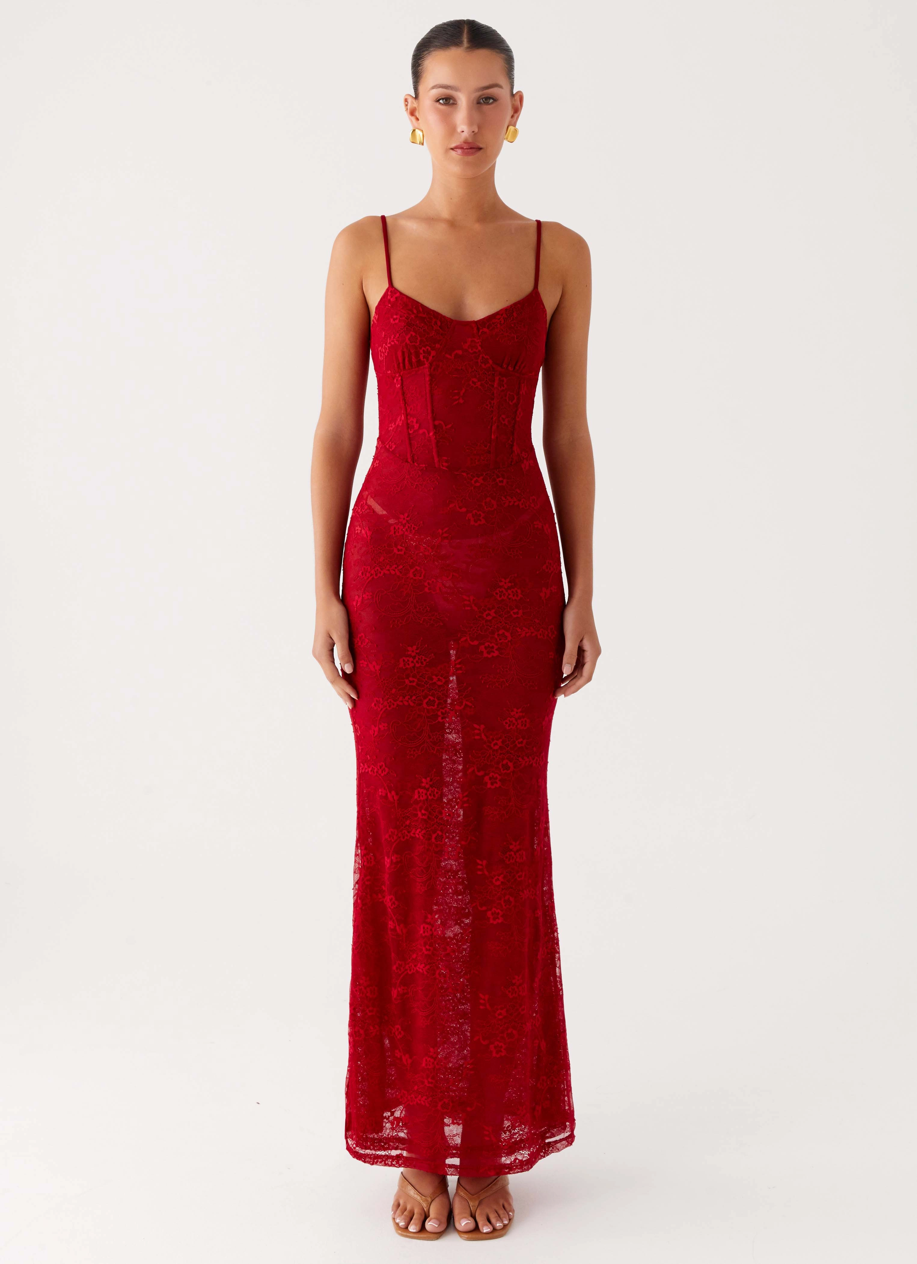 Party Perfect Cruise-Wear Rosa Corset Maxi Dress - Red