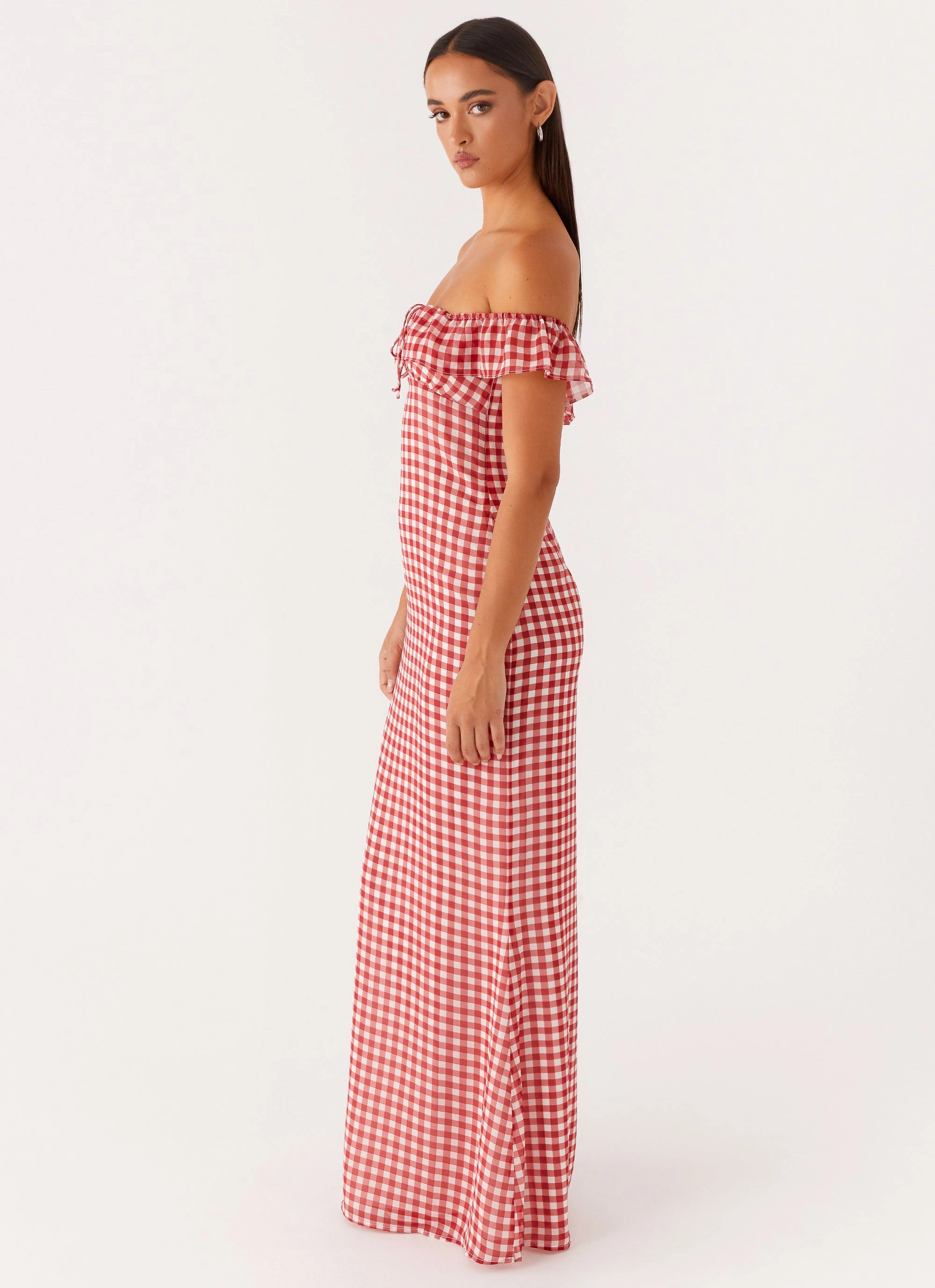 Scarlet Cherry Maxi Dress - Red Gingham luxe feel