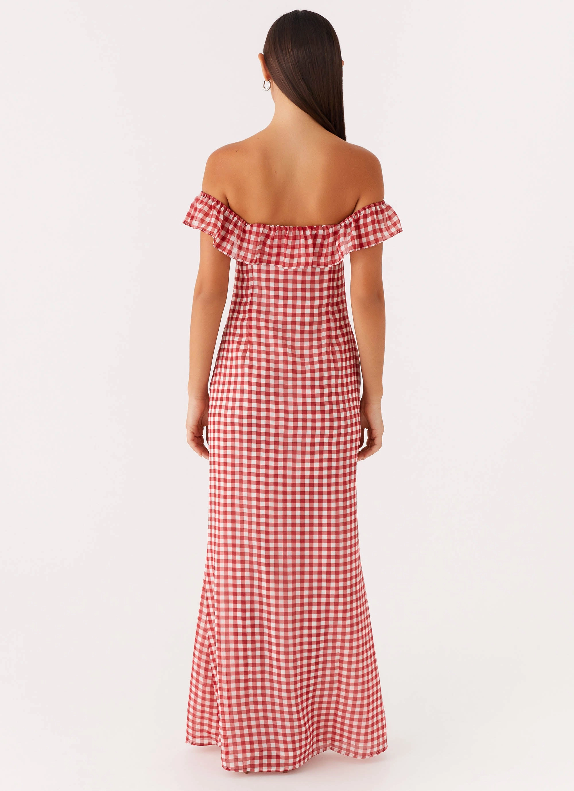 Scarlet Cherry Maxi Dress - Red Gingham Machine-washable