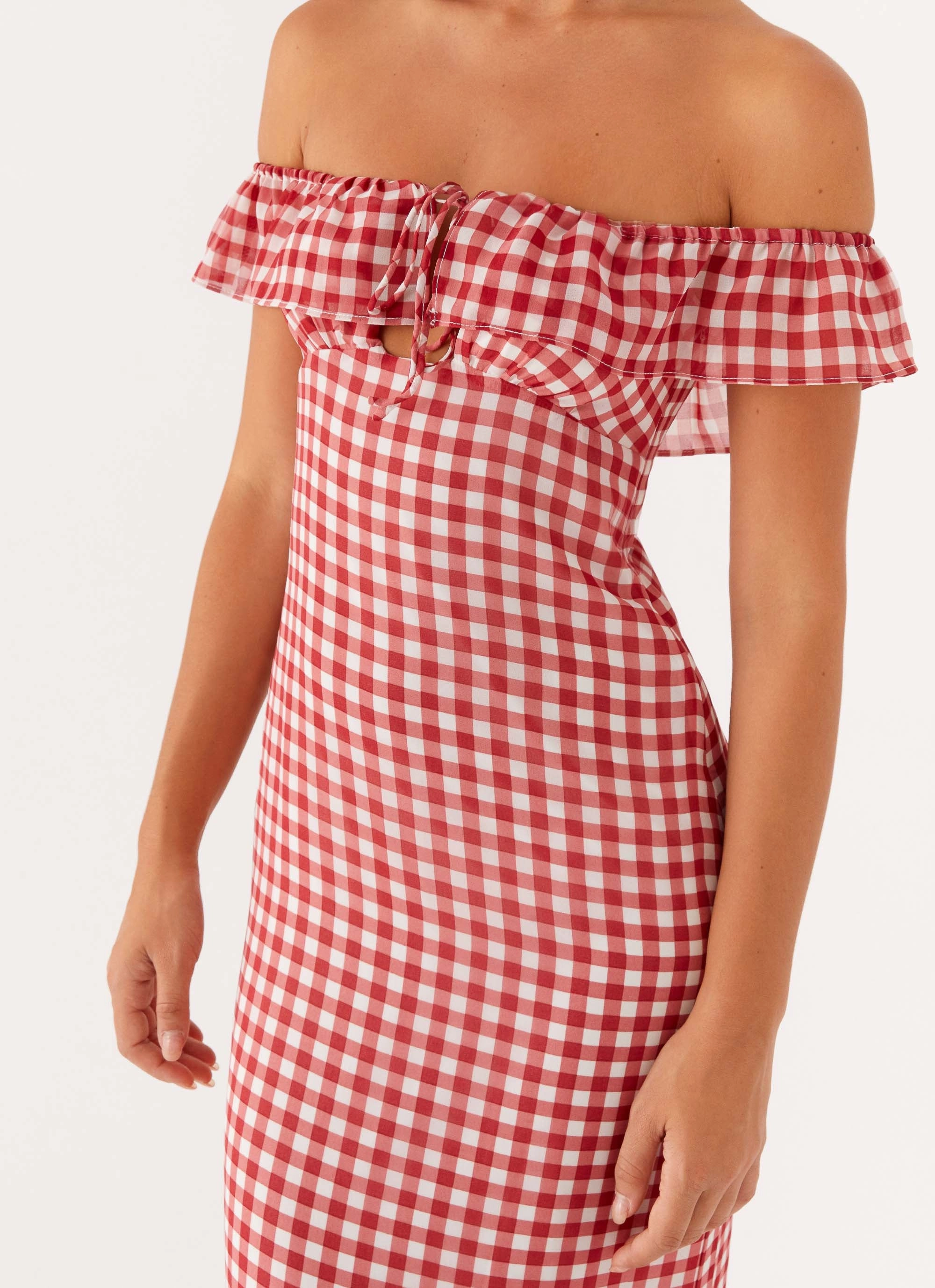 Scarlet Cherry Maxi Dress - Red Gingham Sleek Design everyday staple