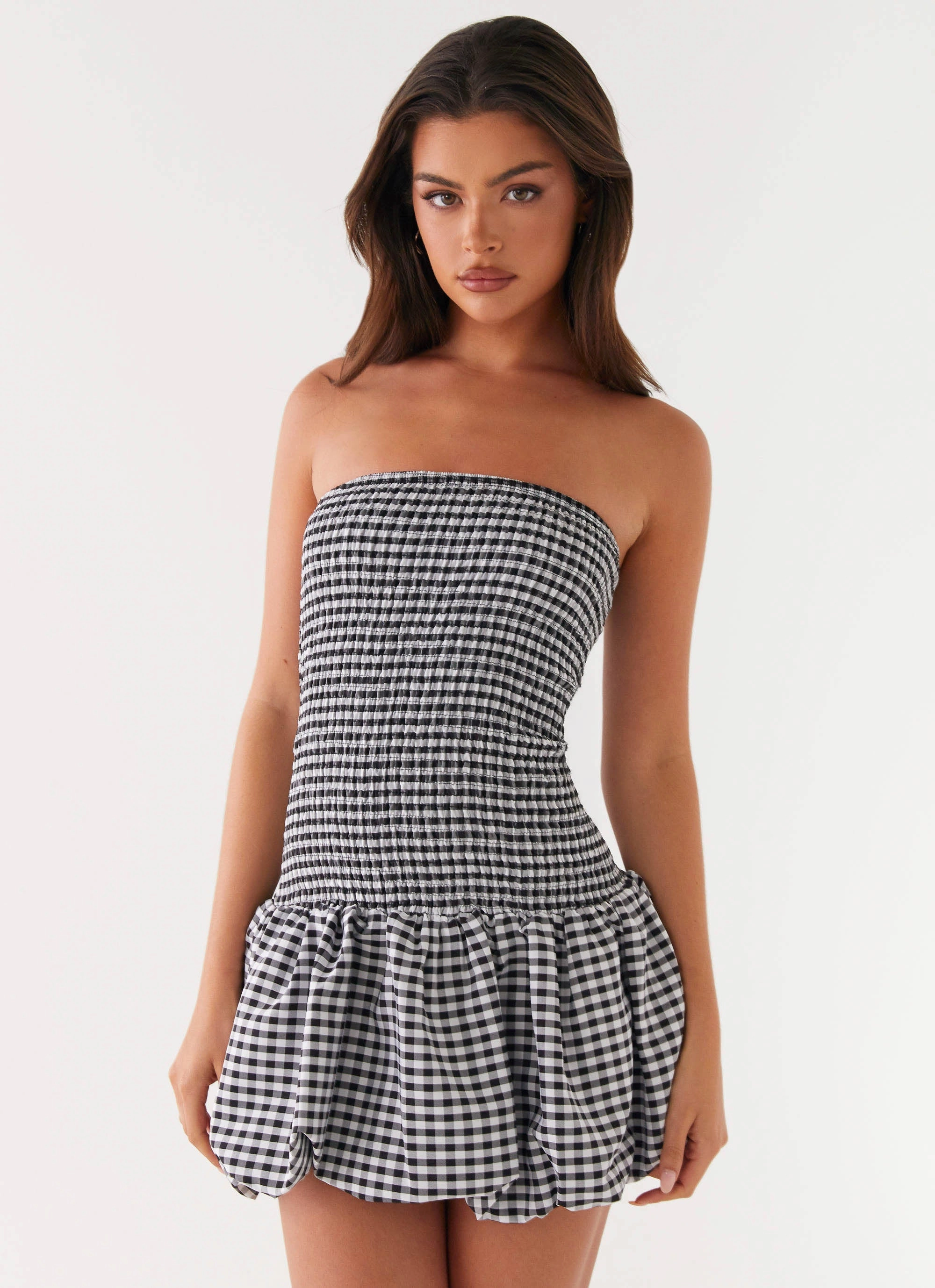 Martell Mini Dress - Black Gingham Mood Flex