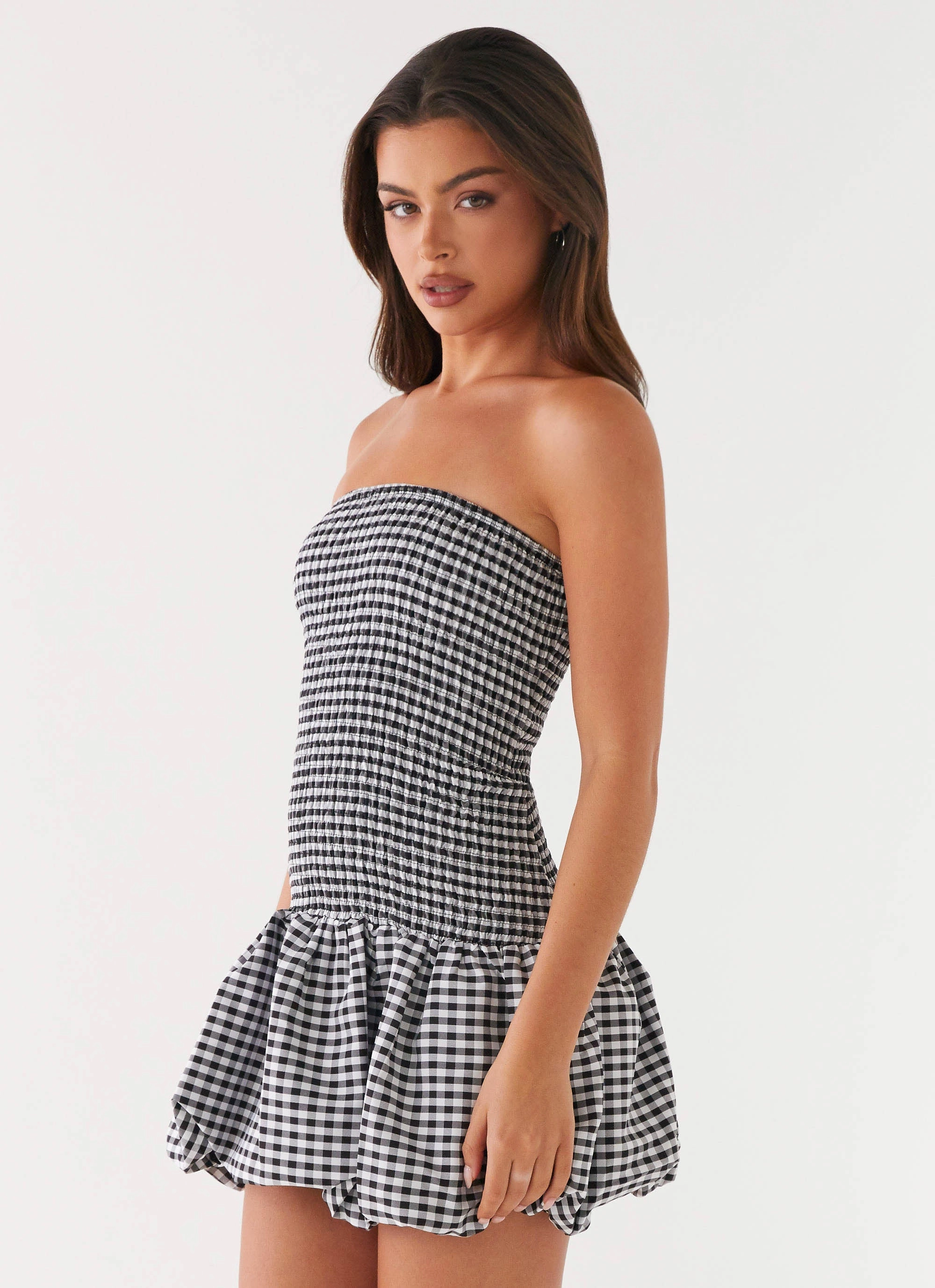Feminine Style Chill Friendly Martell Mini Dress - Black Gingham