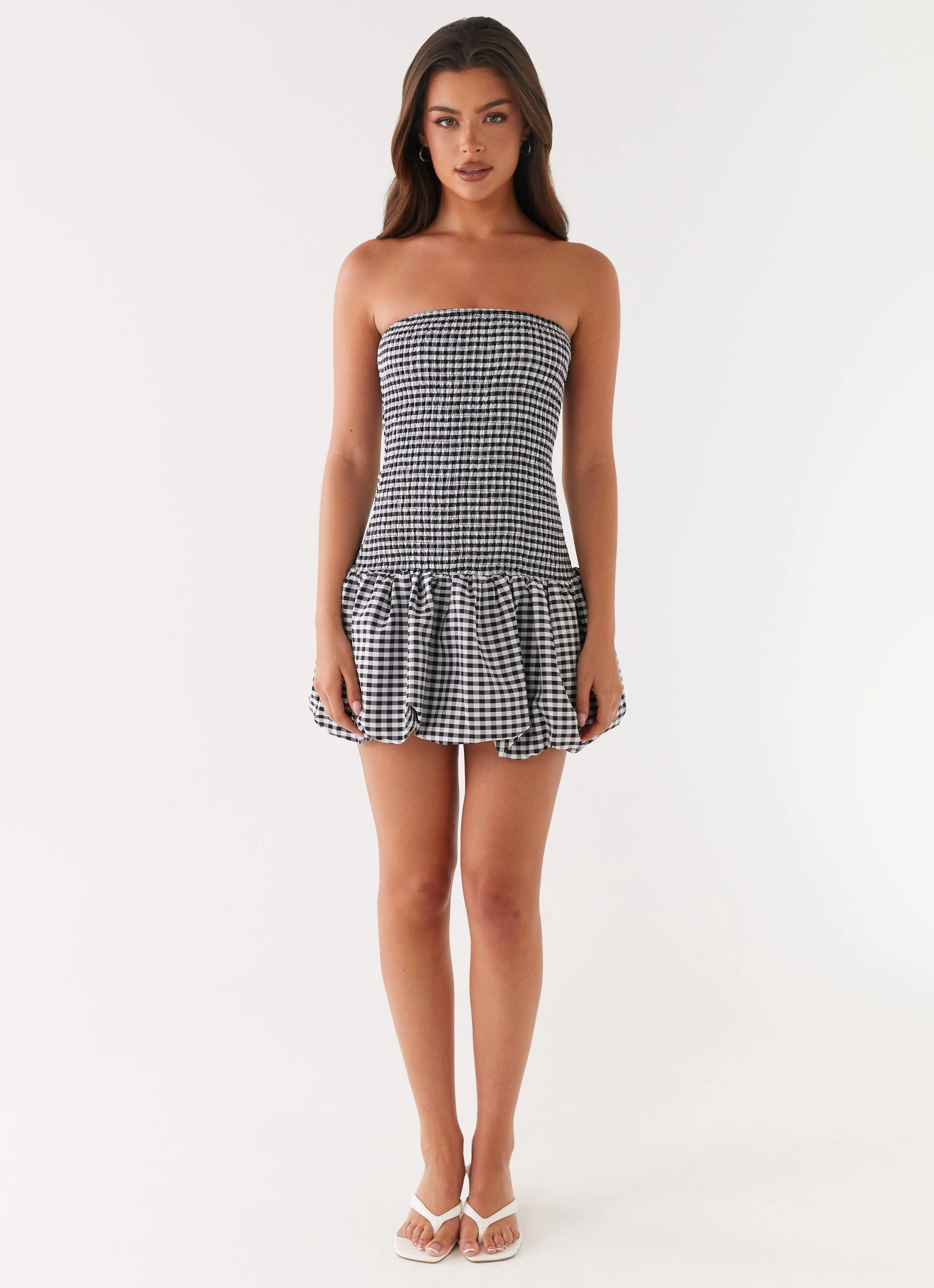 Martell Mini Dress - Black Gingham Flexible Cut