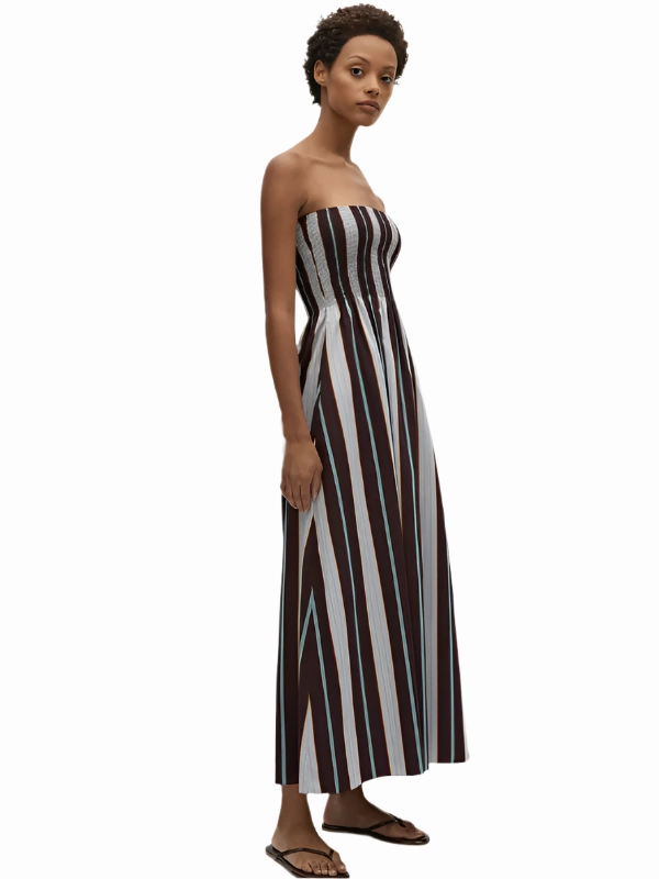 Sanya Maxi Dress in Athens Stripe Clean Texture Trendy Cut