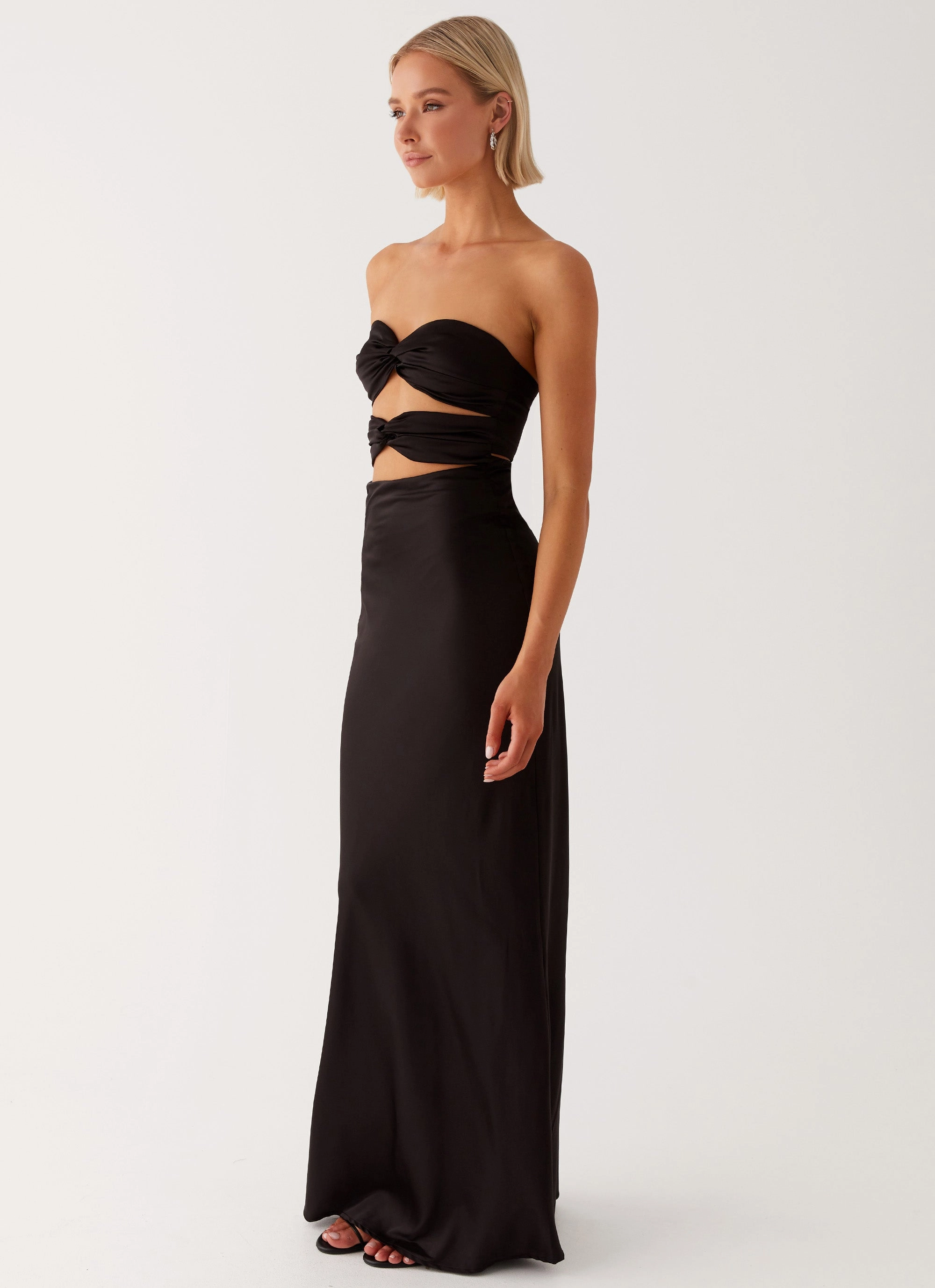 Tianna Strapless Maxi Dress - Black Sheer Layer