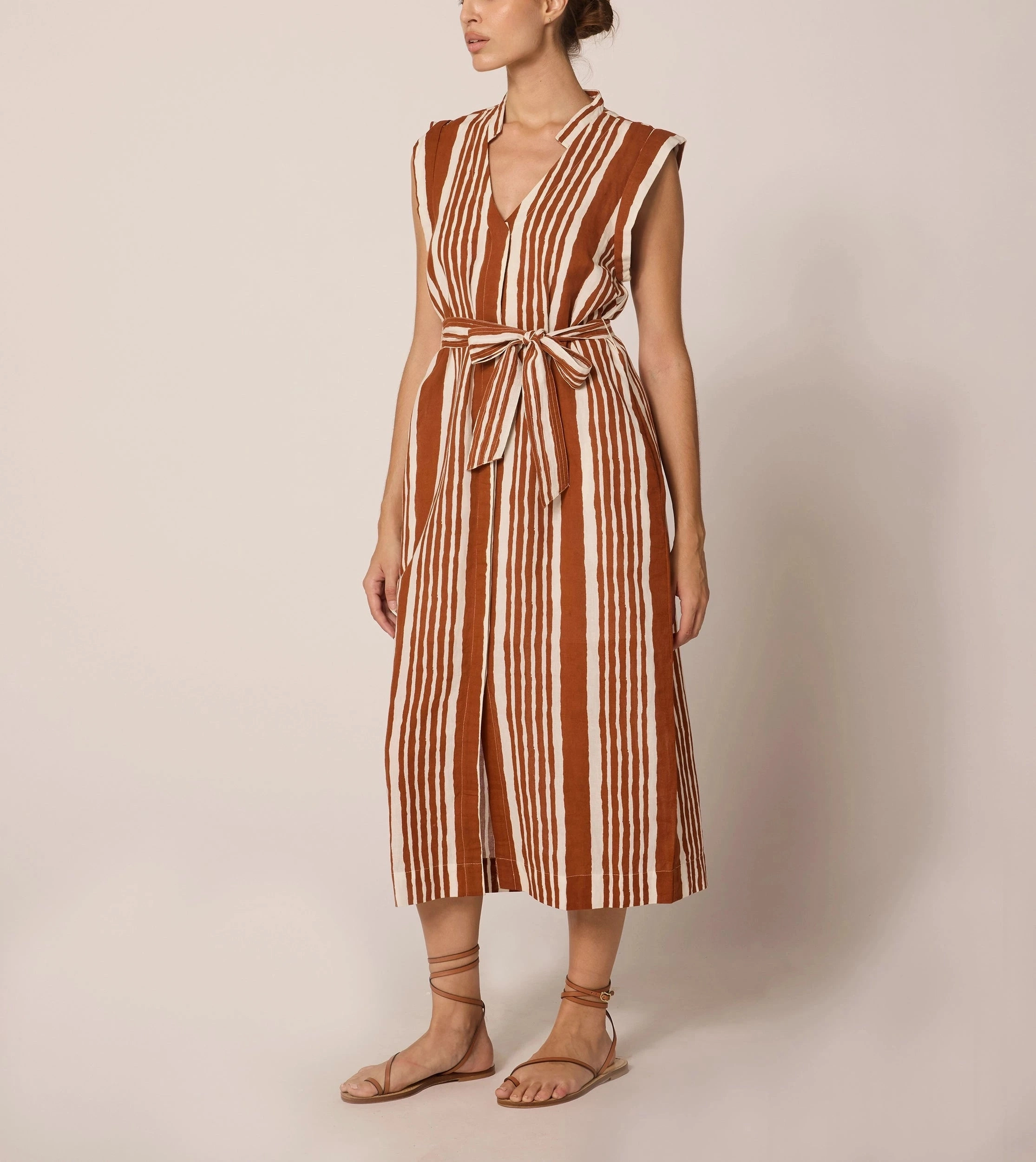 Lani Midi Dress | Vecchio Stripe AntiStaticTreatment Midweight Texture
