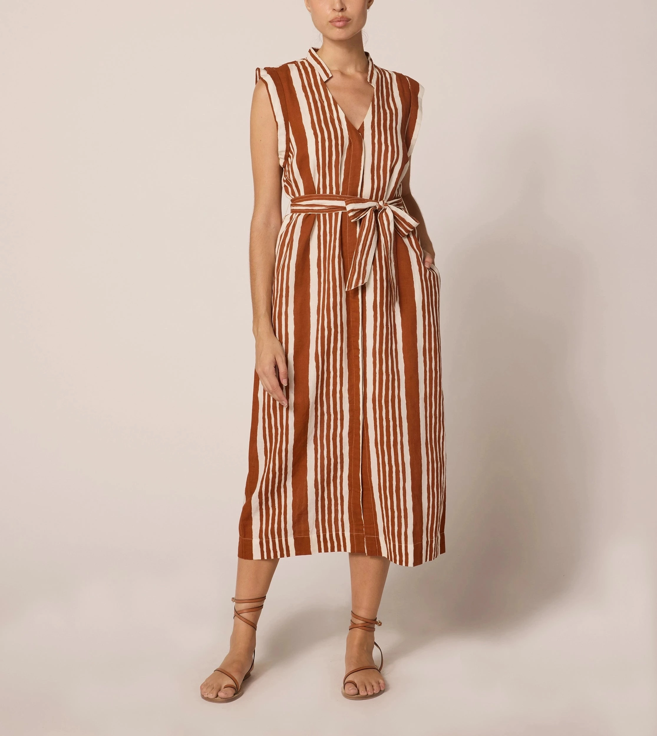 Lani Midi Dress | Vecchio Stripe Reflective Accent Trim