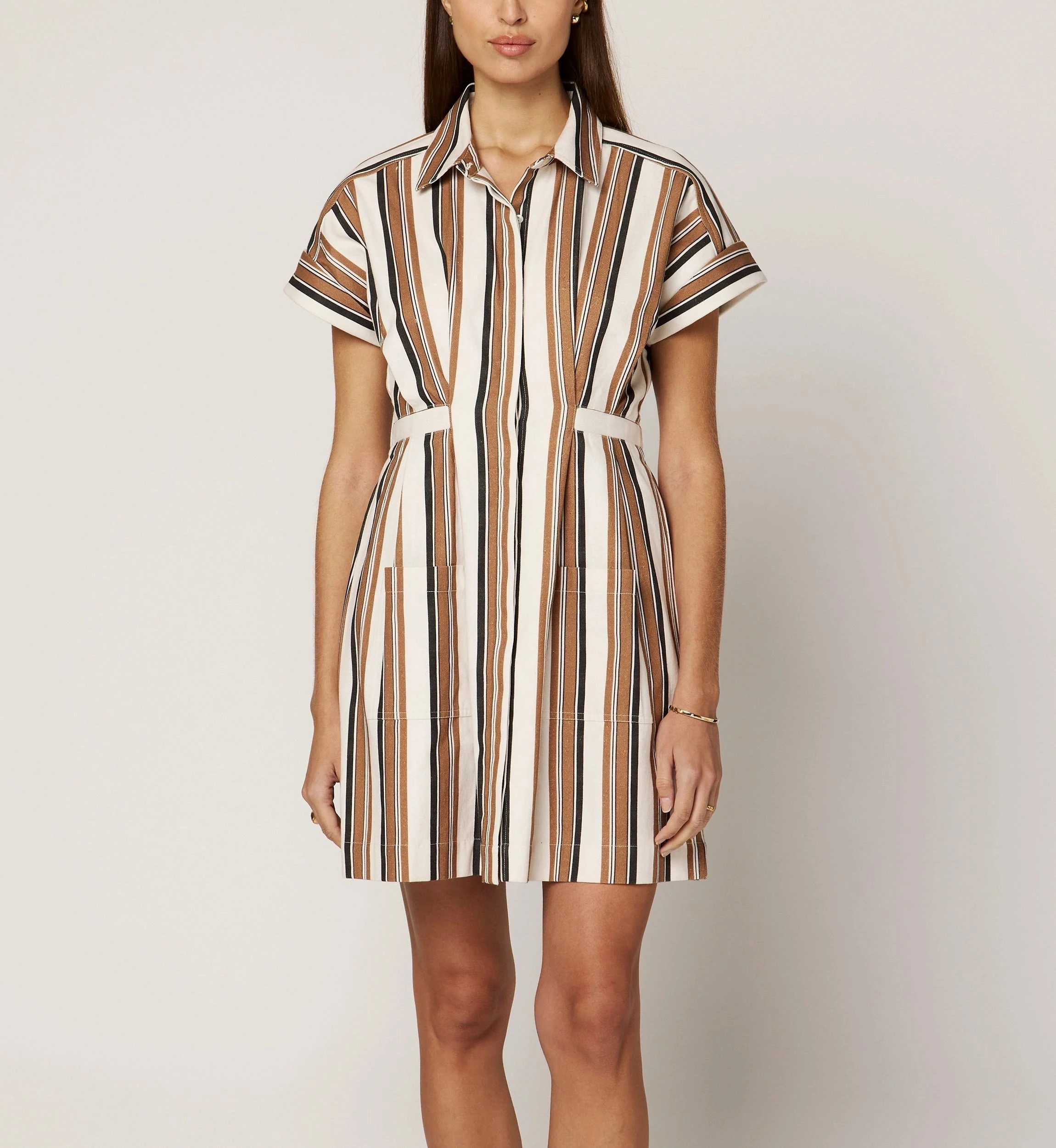 Sable Mini Dress | Giatta Stripe Fitted Design Soft Silhouette