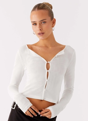 Antibacterial Recycled Polyester Fifth Ave Mesh Long Sleeve Top - Off White
