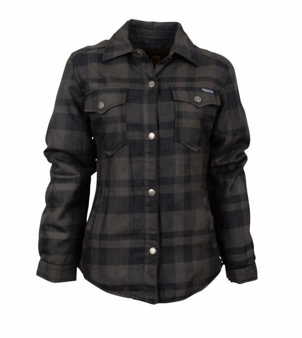 Wrinkle Free Material Sleek Layer Fit STS Ranchwear Womens Trapper Shirt Gray/Navy Plaid 100% Polyester Cotton Jacket