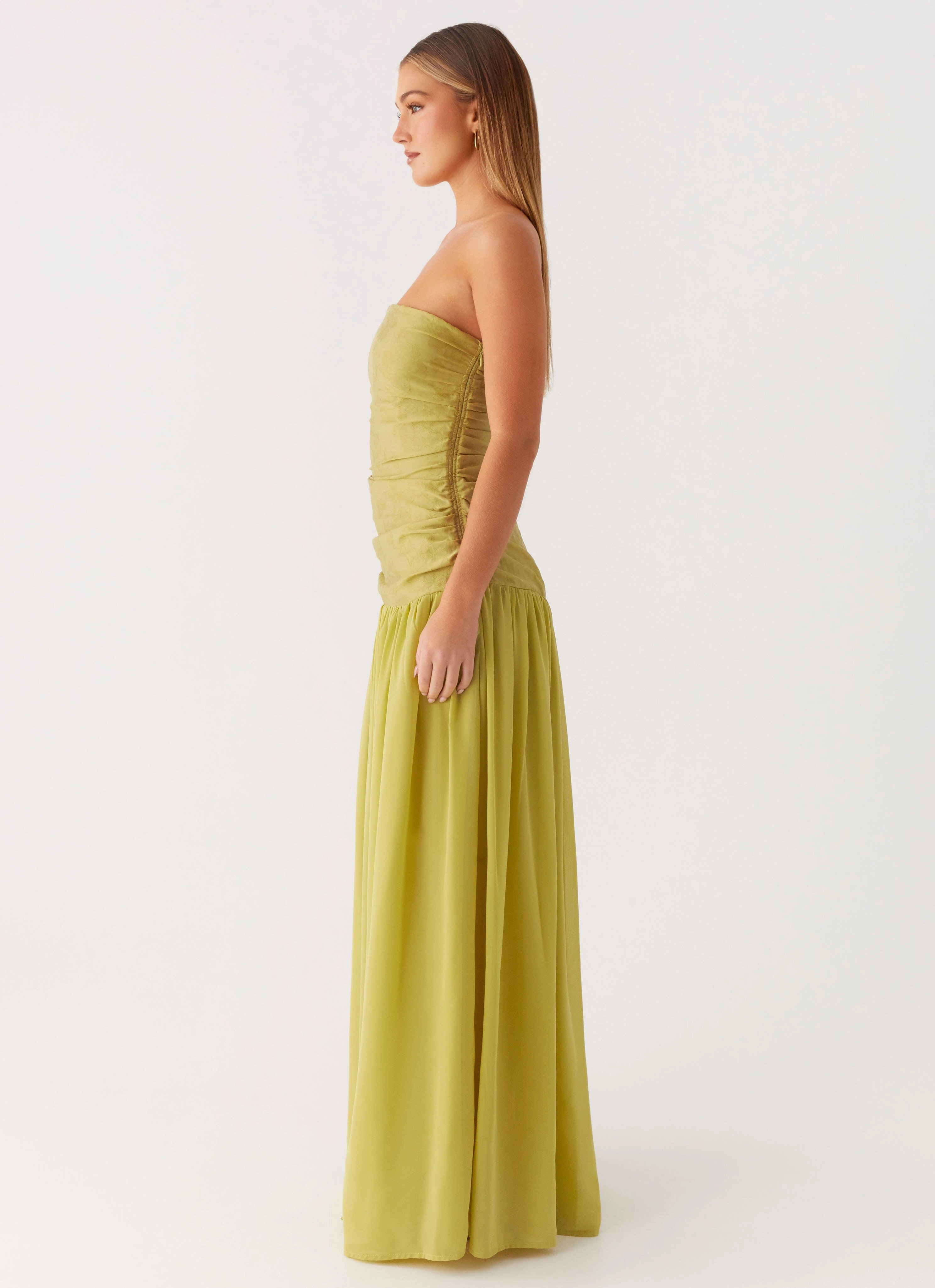 Lace-Edge Subtle Fit Dreamer Maxi Dress - Lime Zest