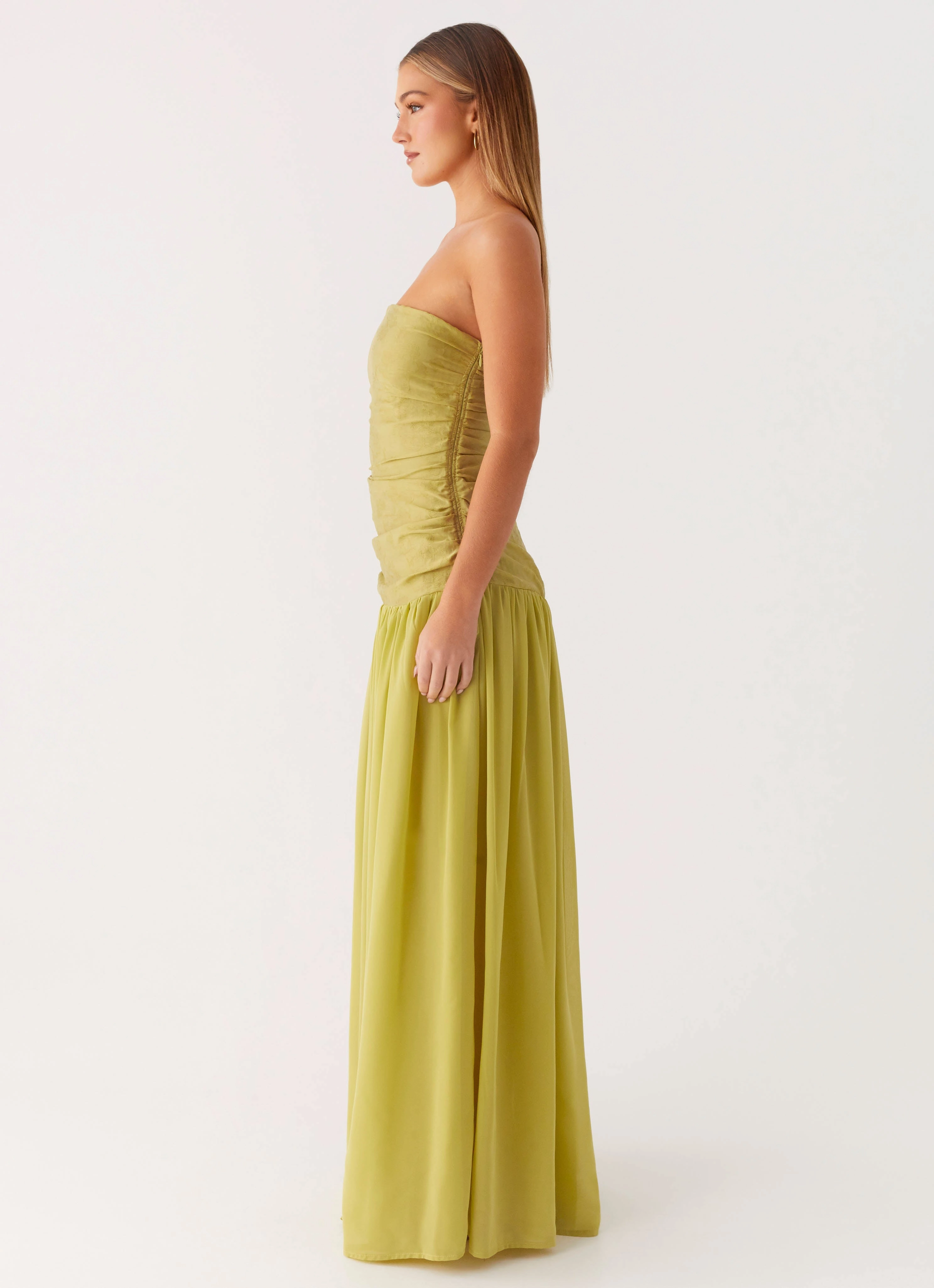 Fitted Style Dreamer Maxi Dress - Lime Zest