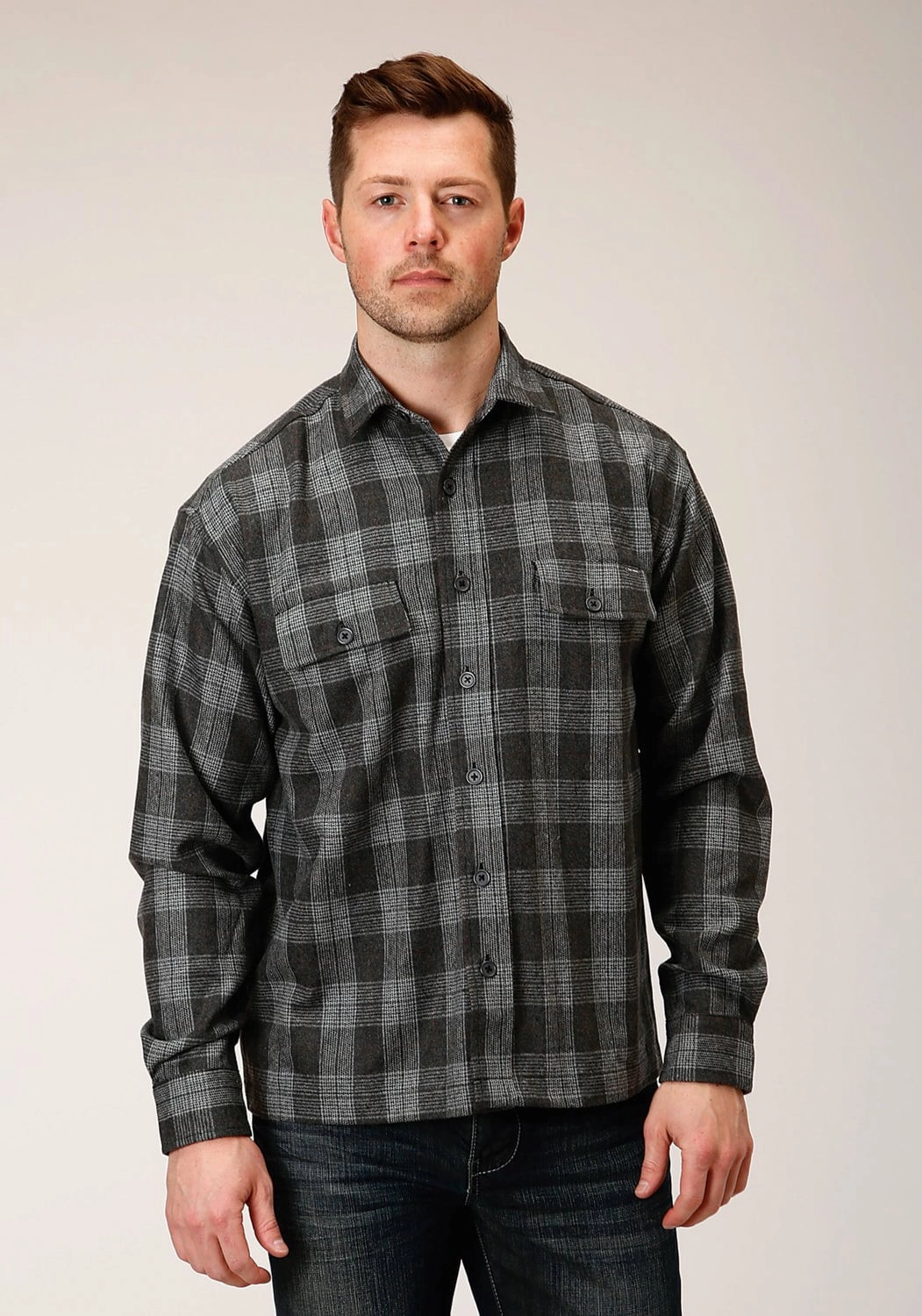 Tin Haul Mens Grey Wool Blend Unlined Plaid Jacket AbrasionResistant Surface