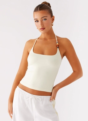 Palm Beach Top - Yellow ButtonFront Classic Style