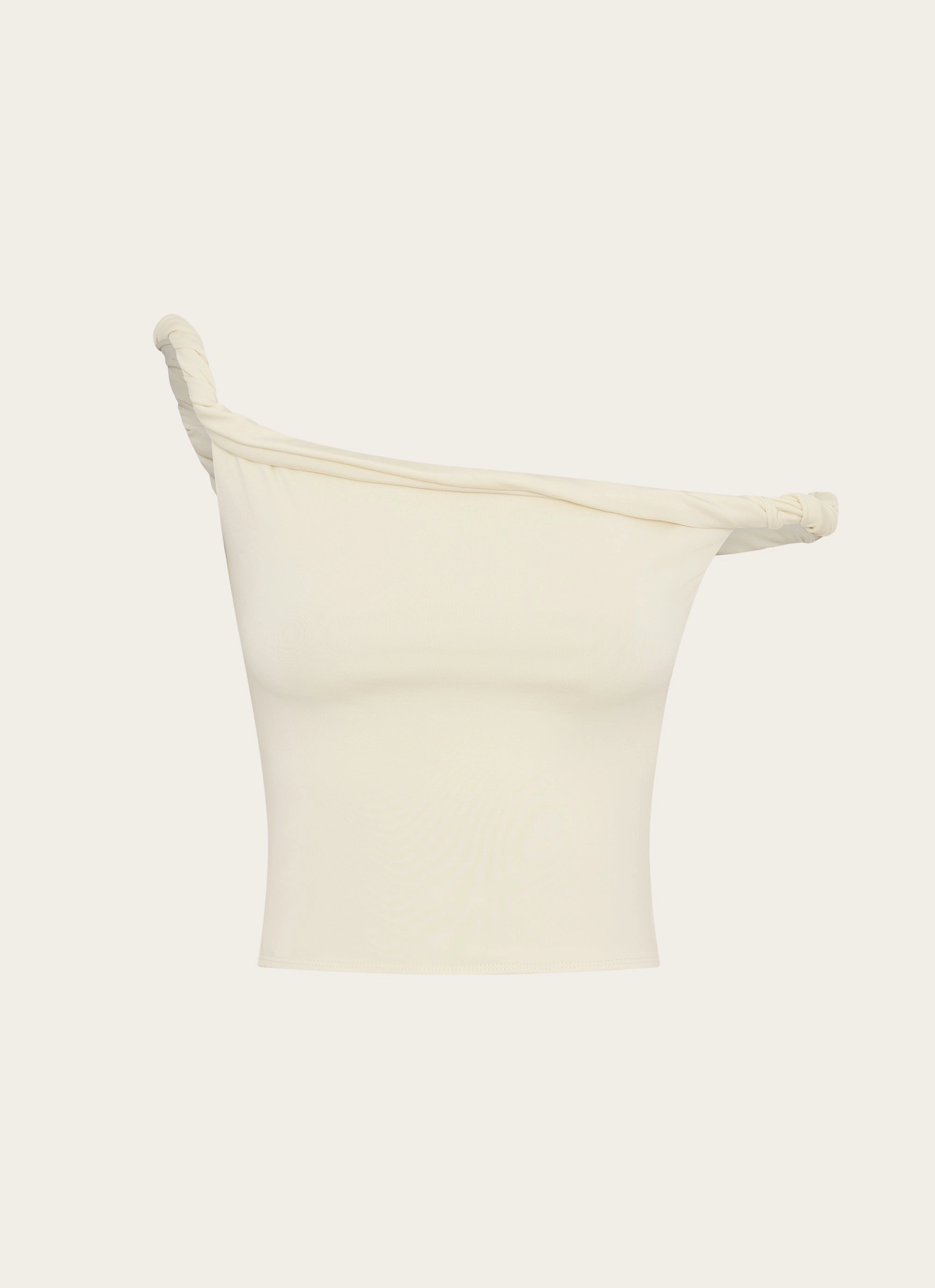 Solace Soul Twist Shoulder Top - Yellow RibbedHemline