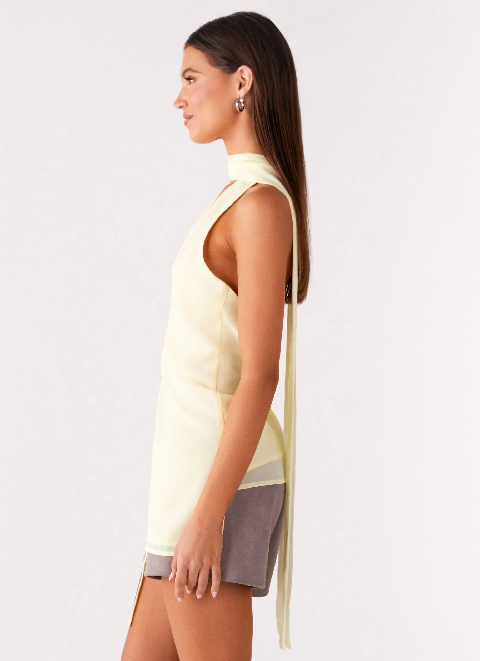 Solari Scarf Top - Yellow Placket Detailing DurableBlend