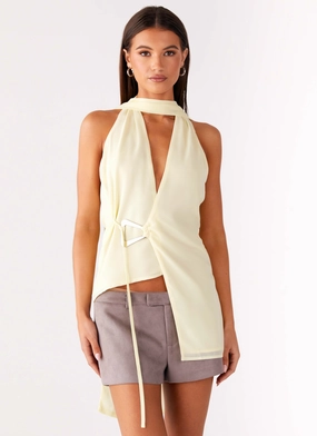 Ergonomic Pattern Design Layered Hem Detailing Solari Scarf Top - Yellow