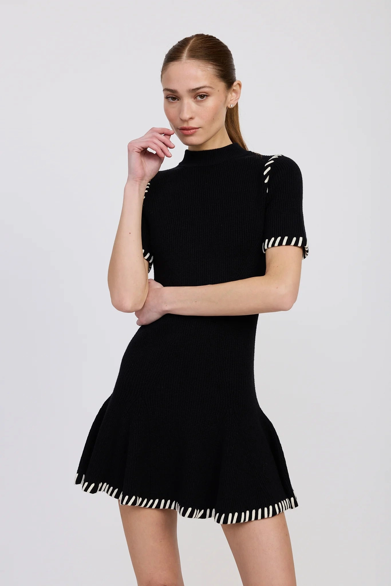 Romilla Stitch Mini Dress Beaded-Edge