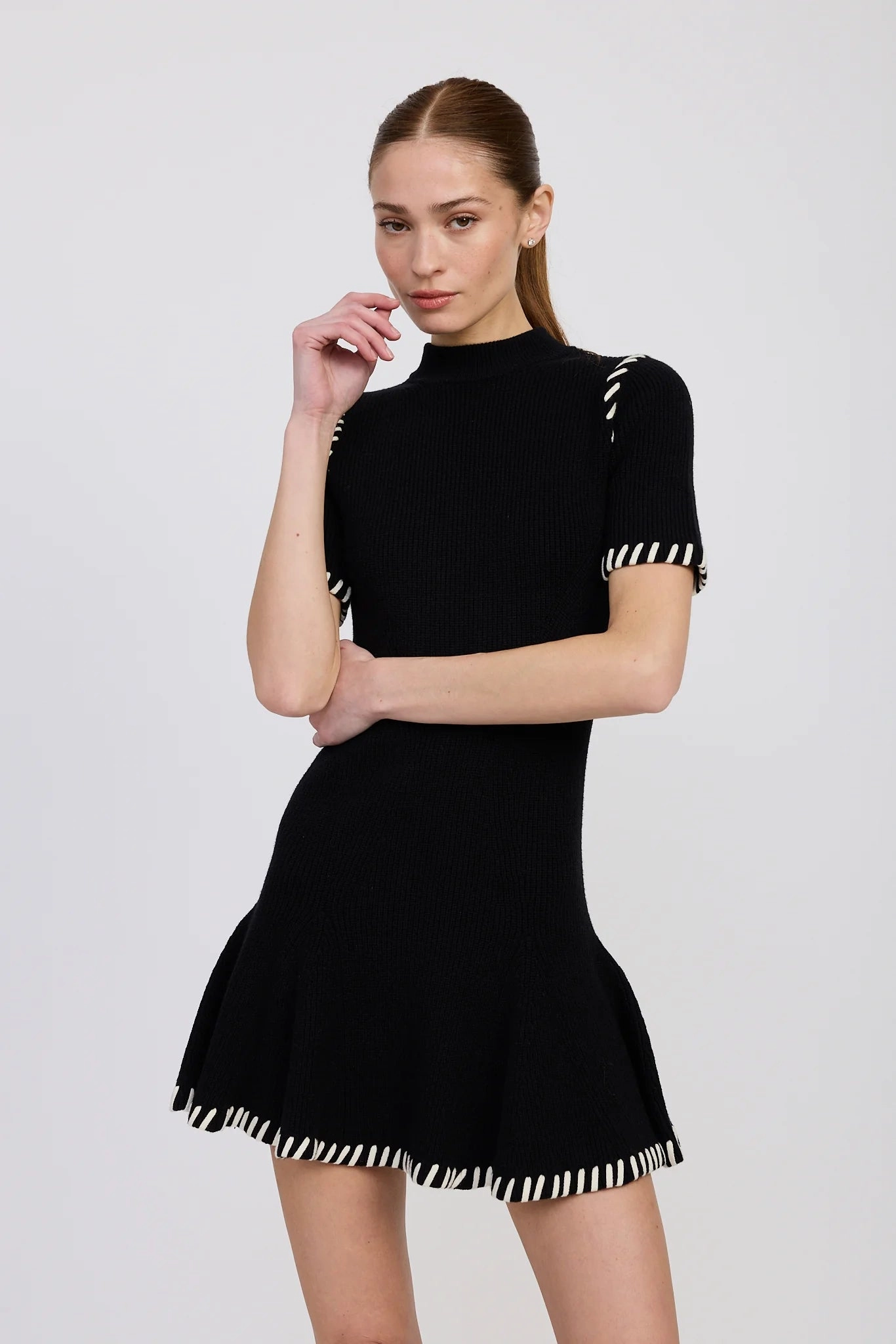 Square Neck Romilla Stitch Mini Dress