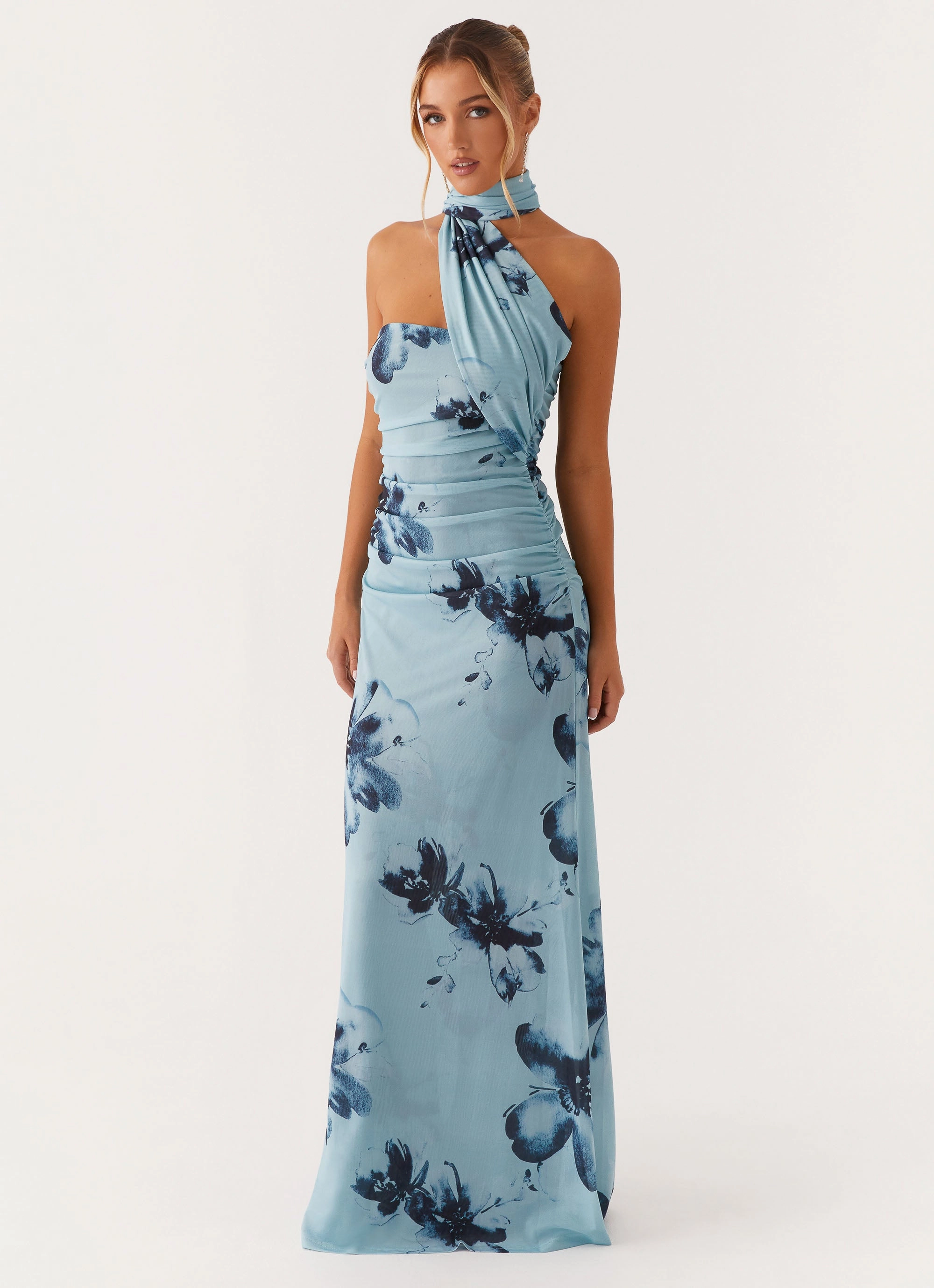Songbird Maxi Dress - Blue Black Floral Smooth Motion Contrast-Panel